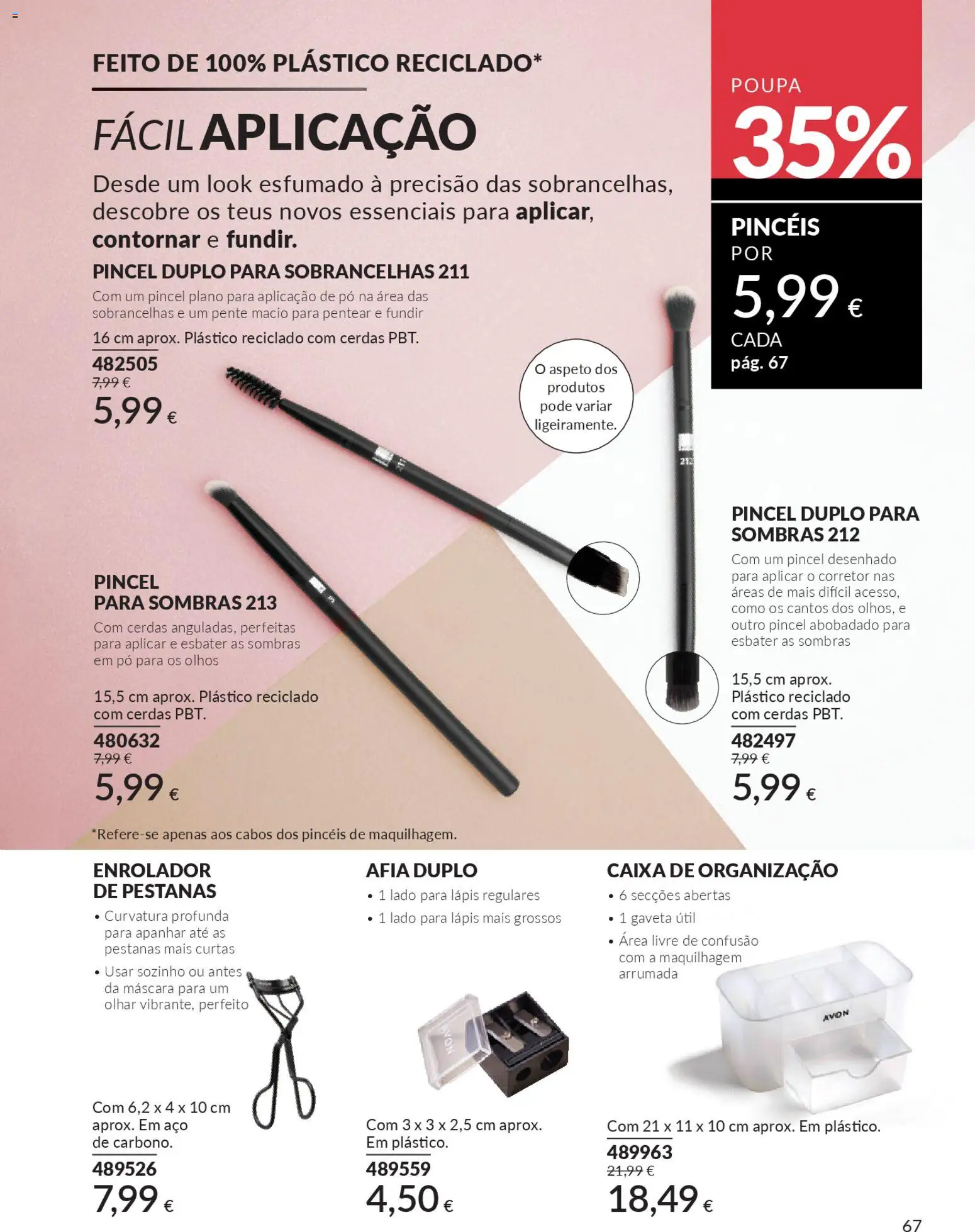 Catálogo Avon Campanha 1 │ válido de 01.01.2026 | Página: 67 | Produtos: Pente, Pó, Pincel, Sombras