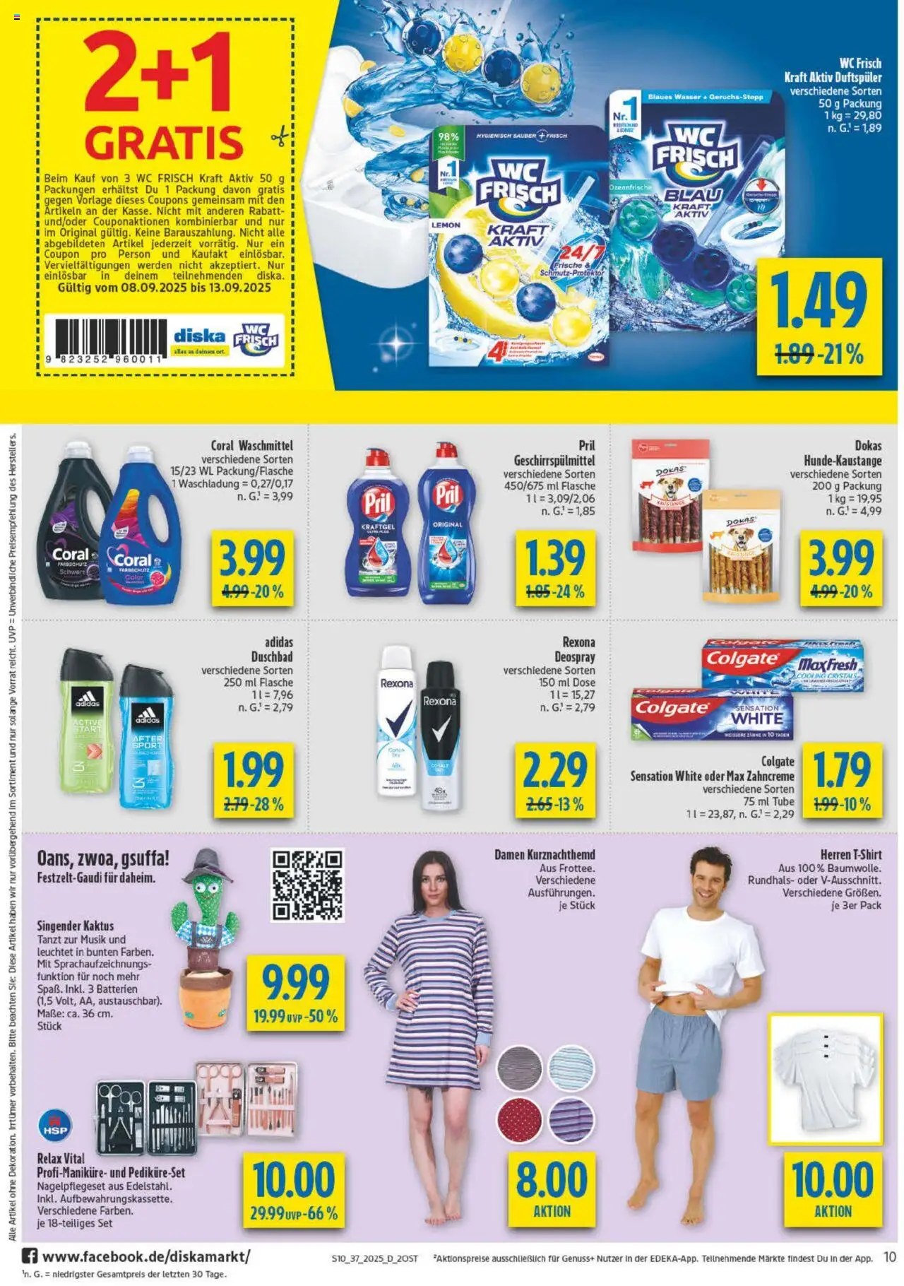 Diska Prospekt 	 – gültig ab 08.09.2025 | Seite: 10 | Produkte: Coral, Coral waschmittel, Wasser, Geschirrspülmittel