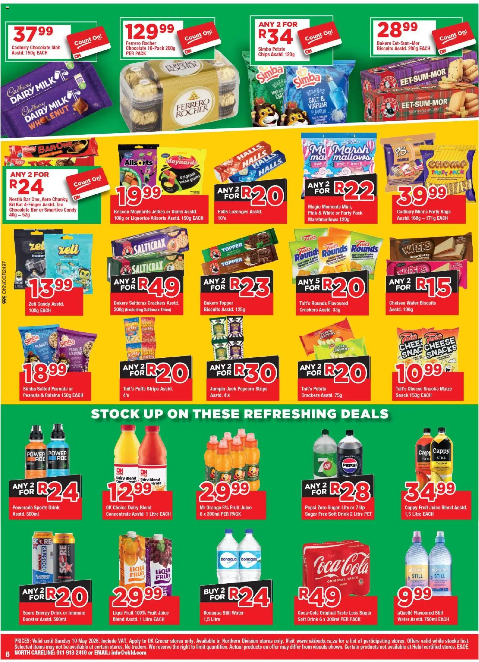 New OK Foods catalogue – valid from 24.04.2026 | Page: 6 | Products: Milk, Chips, Dairy blend, Sugar
