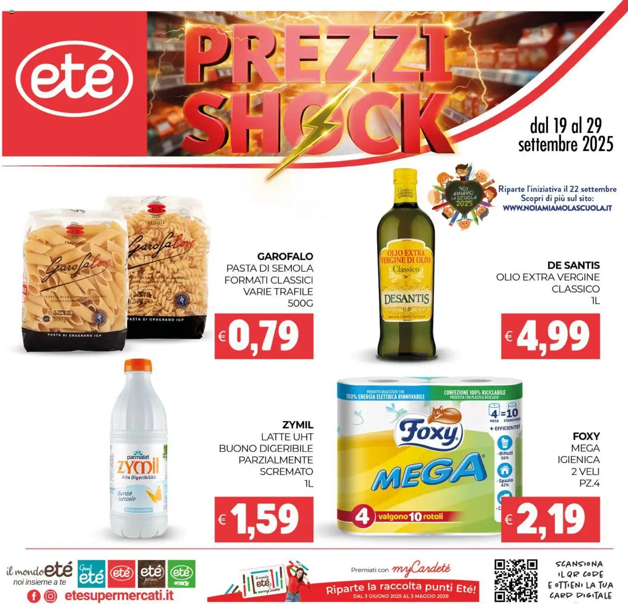 Volantino Eté del 19.09.2025 | Pagina: 1 | Prodotti: Olio, Pasta, Fusilli, Olio extra vergine