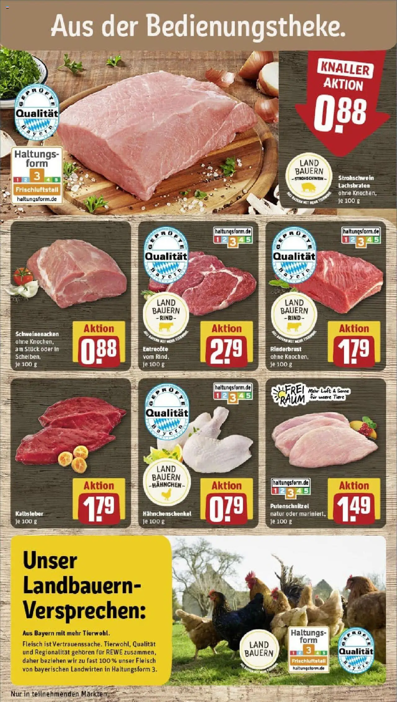 Rewe prospekt Unterföhring	 - gültig ab dem 24.08.2025 | Seite: 10 | Produkte: Hahnchenschenkel, Entrecote, Kalbsleber, Fleisch