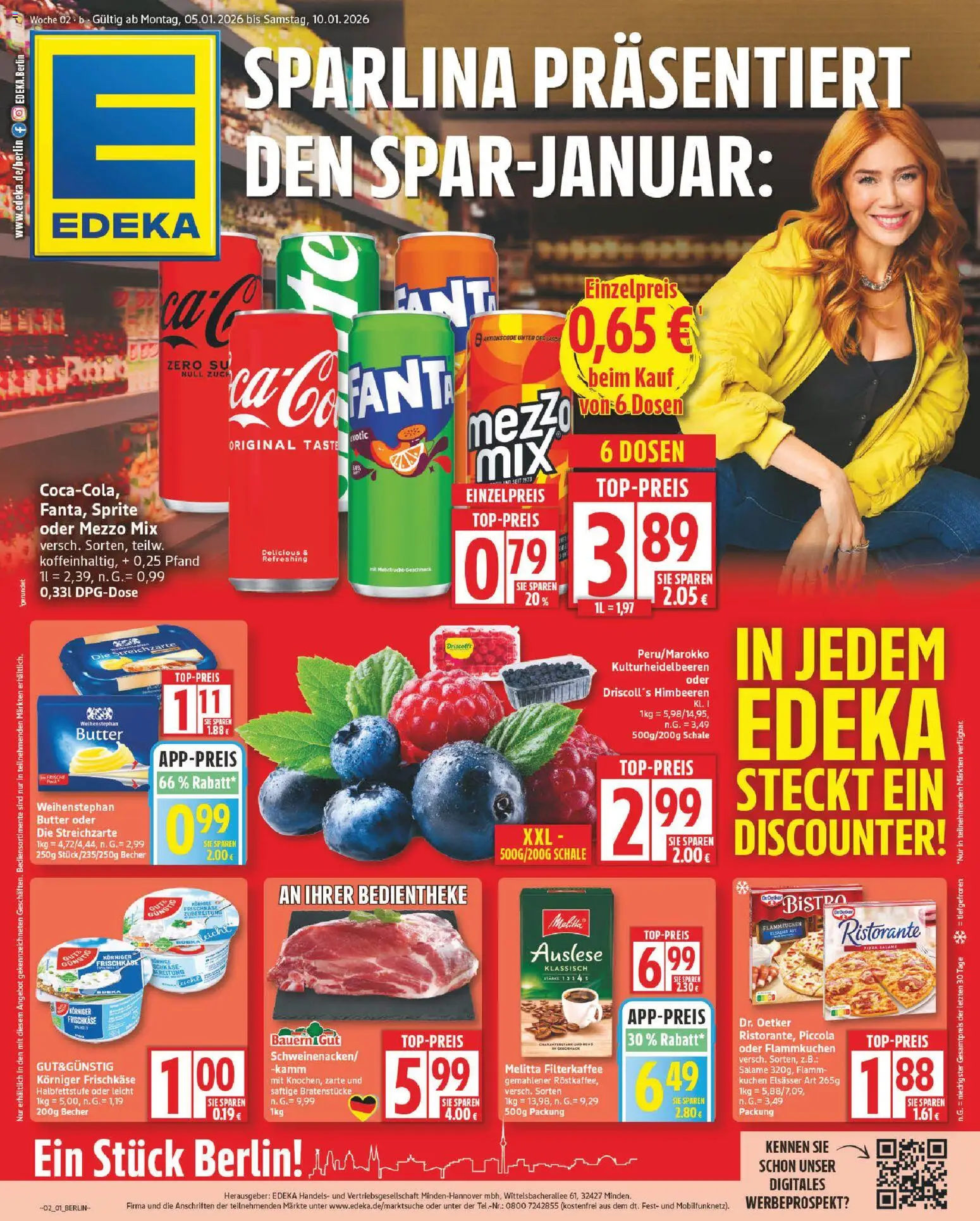 Edeka Prospekt 	 – gültig ab 05.01.2026 | Seite: 1 | Produkte: Himbeeren, Ristorante, Butter, Weihenstephan butter