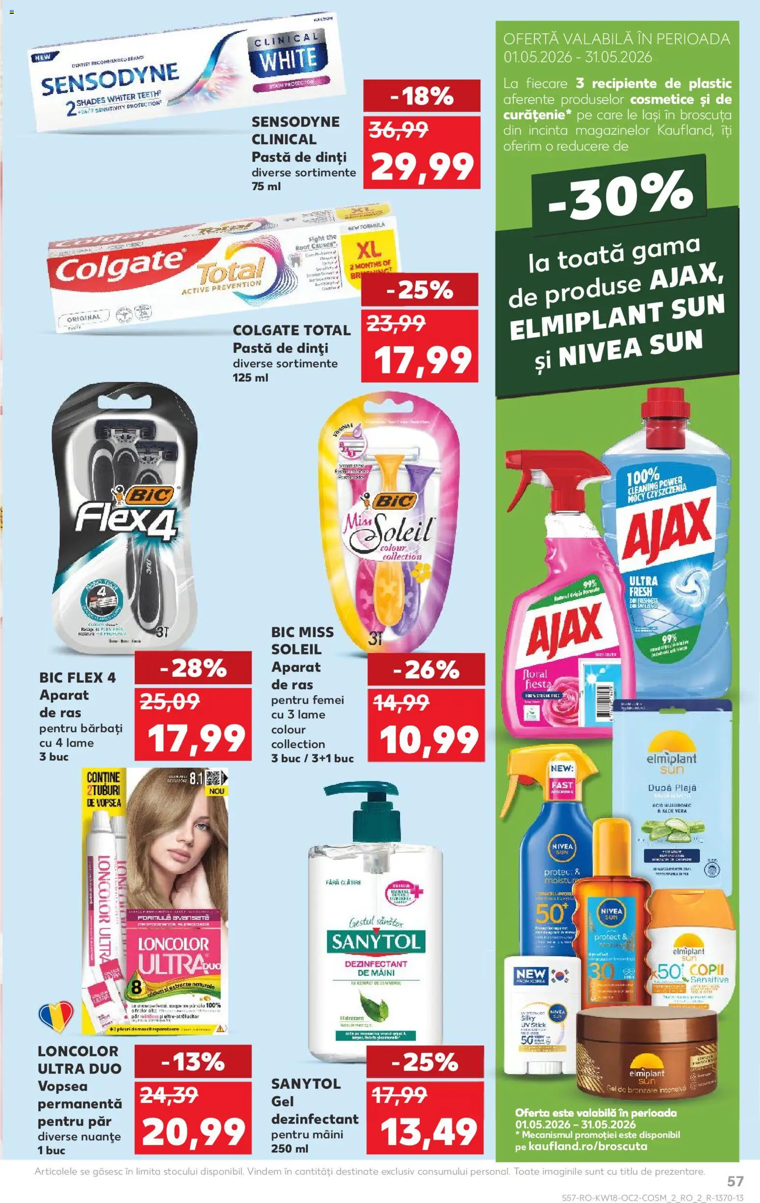 Noul catalog Kaufland – valabil de la 29.04.2026 | Pagină: 57 | Produse: Gel de bronzare, Aparat De Ras, Vopsea, Recipiente