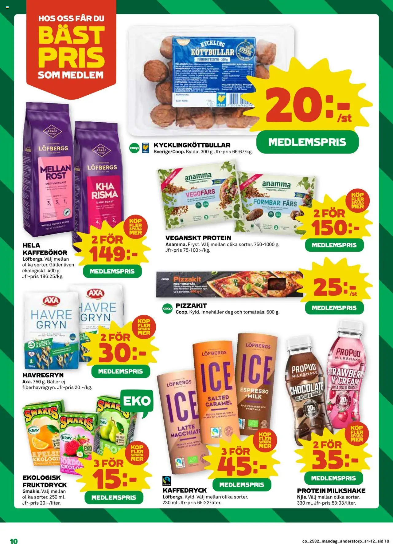 Coop reklamblad aktuell från 04.08.2025 | Sida: 10 | Produkter: Galler, Vegofärs, Pizzakit, Tomatsås