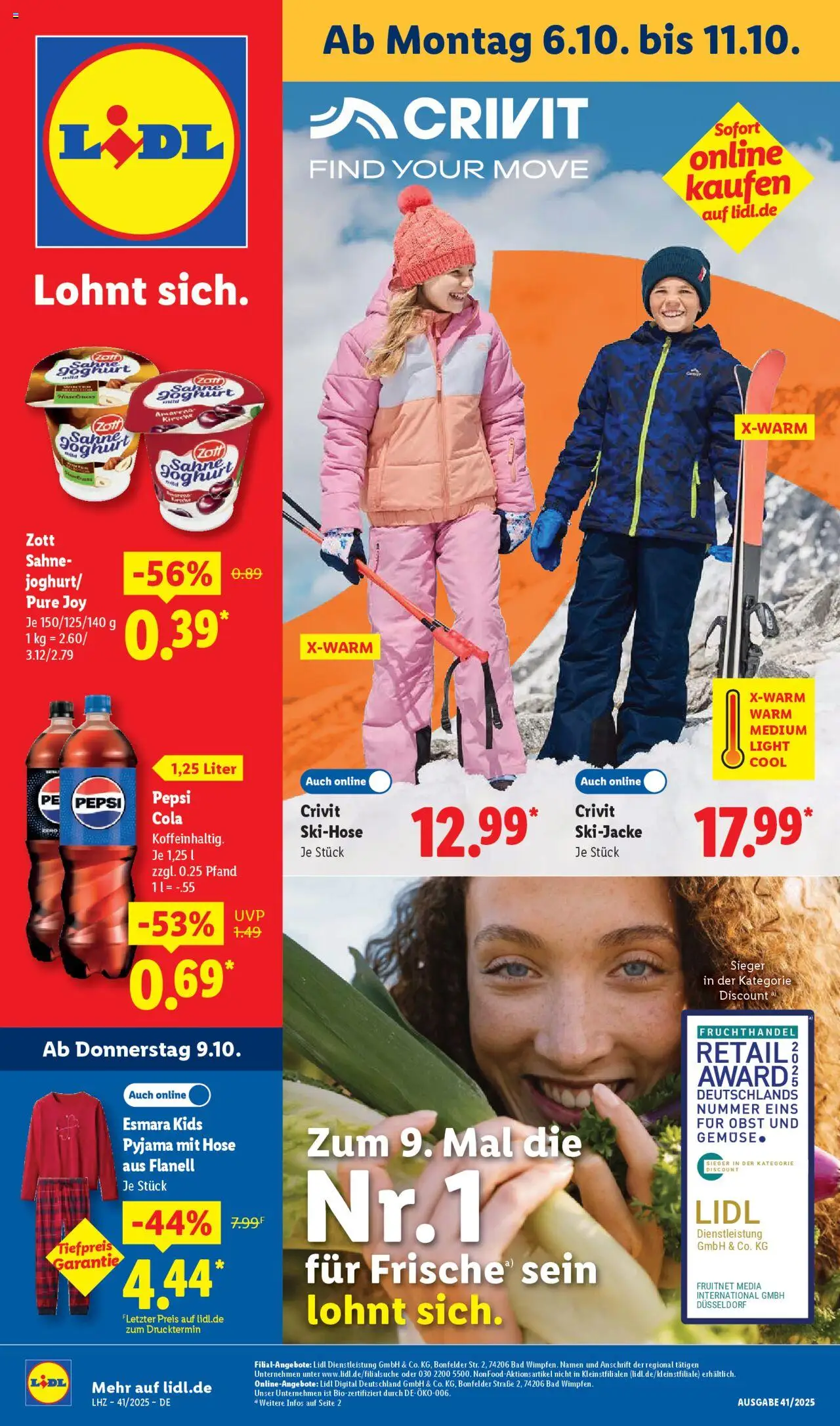 Lidl Prospekt Hilders – gültig ab 06.10.2025 | Seite: 1 | Produkte: Bad, Gemüse, Hose, Pyjama