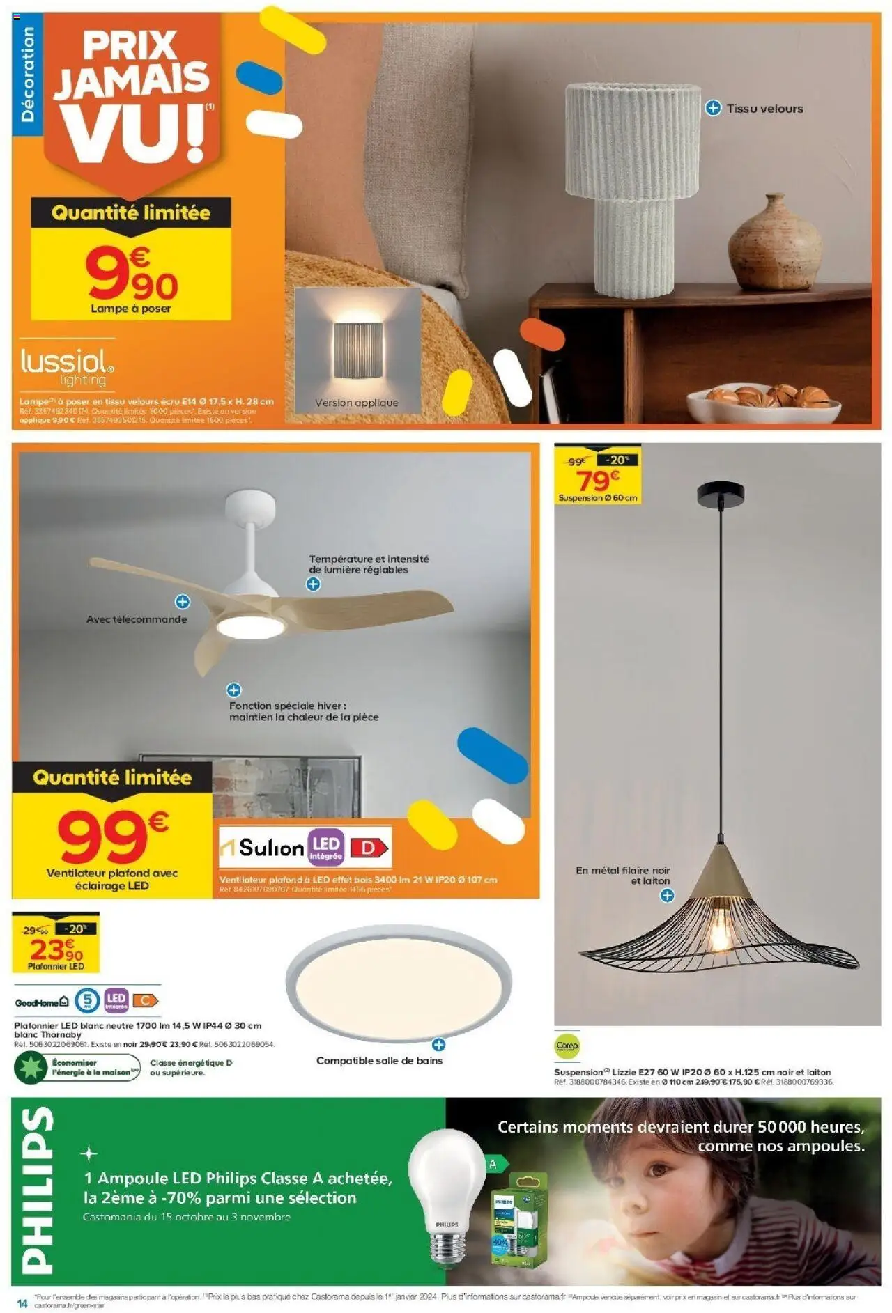 {H1} | Page: 14 | Produits: Plafonnier, Ventilateur, Suspension, Lampe