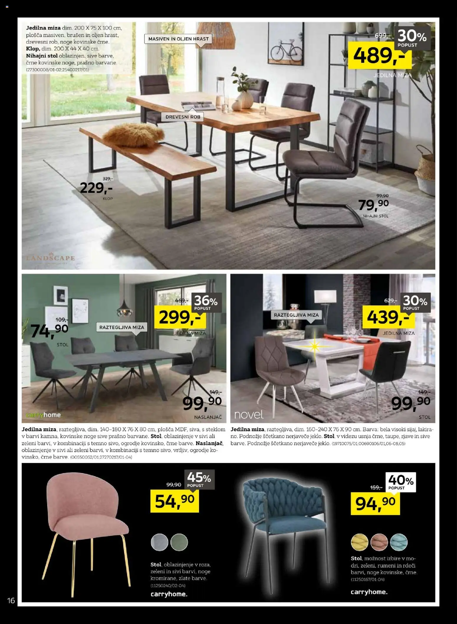 Novi XXXL Lesnina katalog ponudbe – veljaven od 17.11.2025 | Stran: 16 | Izdelki: Naslanjač, Jedilna miza, Stol, Barva