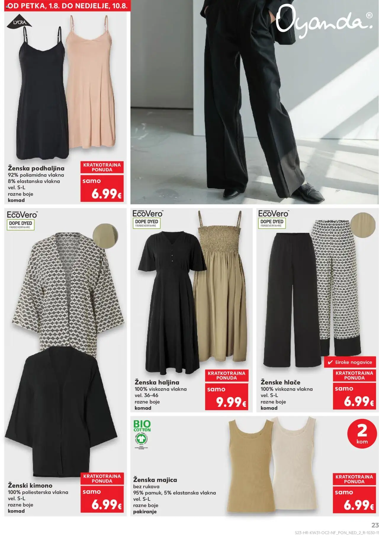 Kaufland katalog | vrijedi od 30.07.2025 | Stranica: 23 | Proizvodi: Majica bez rukava, Majica, Hlače, Haljina
