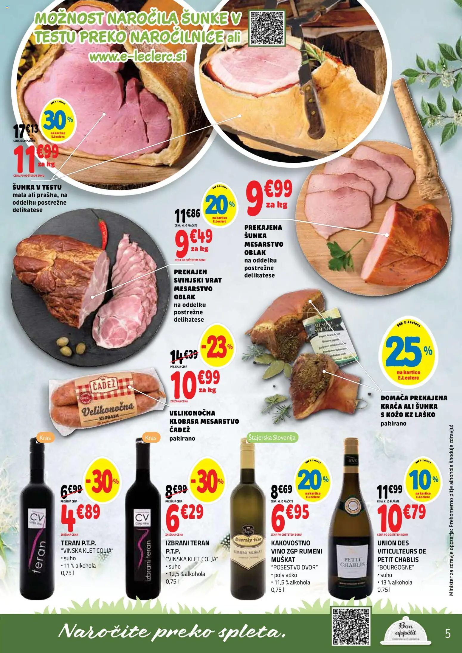 Novi E.leclerc katalog ponudbe – veljaven od 25.03.2026 | Stran: 5 | Izdelki: Sunka, Vino