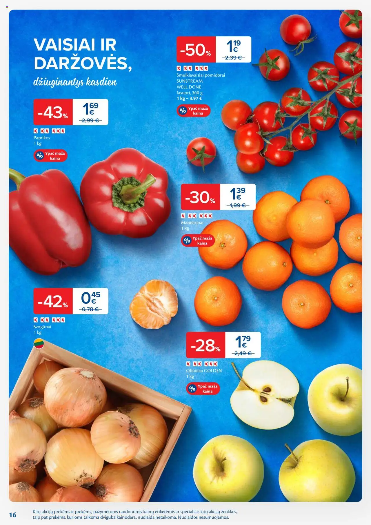 MAXIMA akcijos nuo 07.10.2025 | Puslapis: 16 | Prekių: Svogūnai, Obuoliai, Pomidorai, Mandarinai