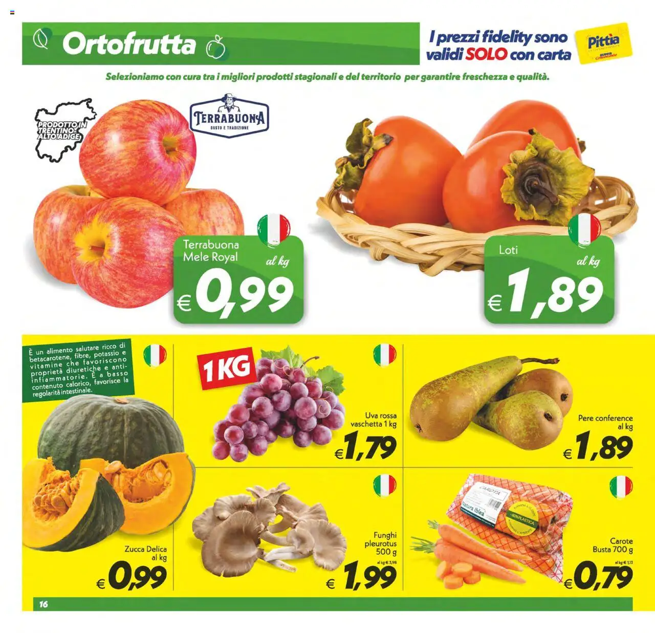 Volantino SuperConveniente del 13.10.2025 | Pagina: 16 | Prodotti: Mele, Carota, Funghi, Uva