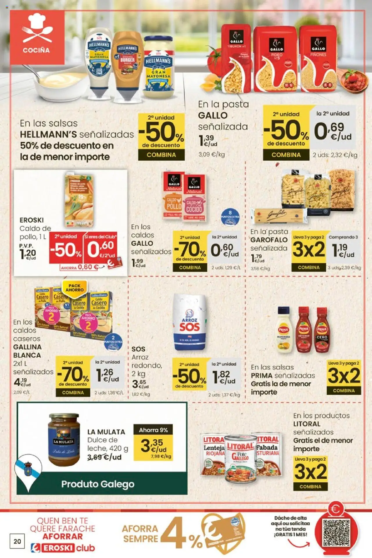 Eroski - Ofertón  │ válido desde el 02.10.2025 | Página: 20 | Productos: Arroz, Pasta, Té, Οθόνη προβολής
