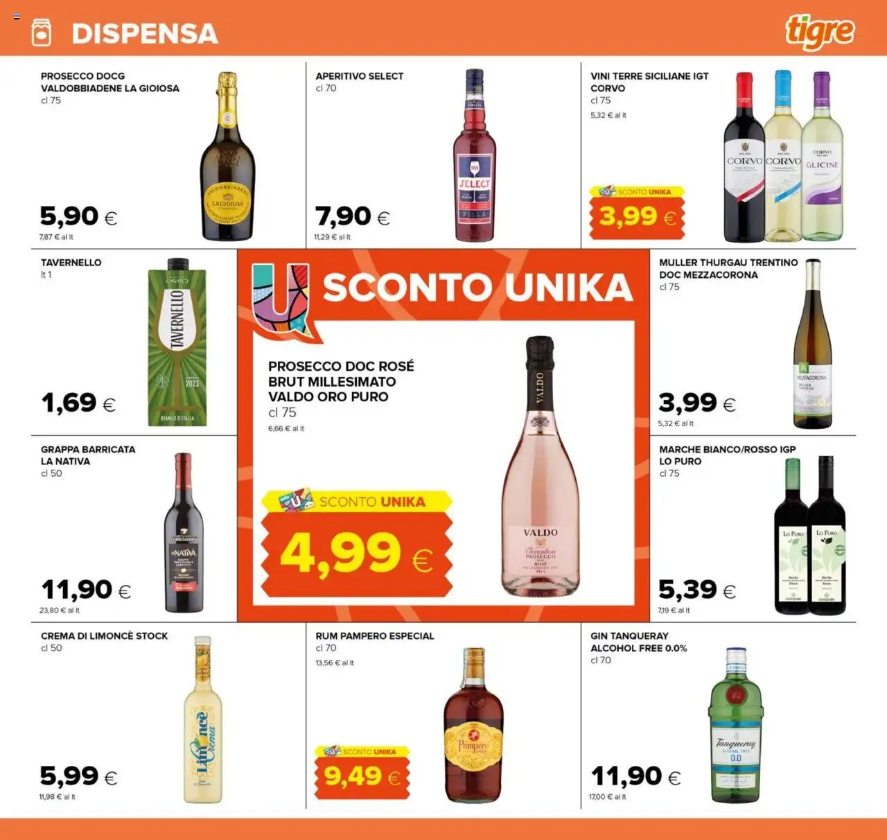 Volantino Tigre del 21.08.2025 | Pagina: 17 | Prodotti: Gin, Prosecco, Rum, Grappa