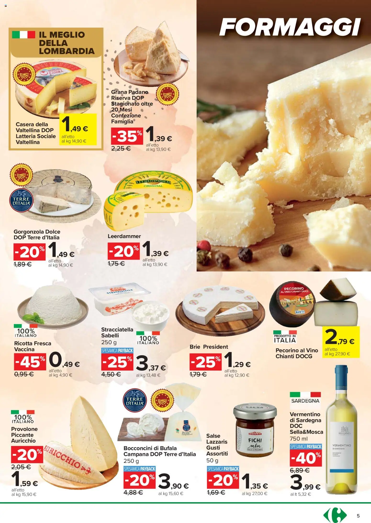 Volantino Carrefour del 24.03.2026 | Pagina: 5 | Prodotti: Provolone, Salsa, Vino, Pecorino