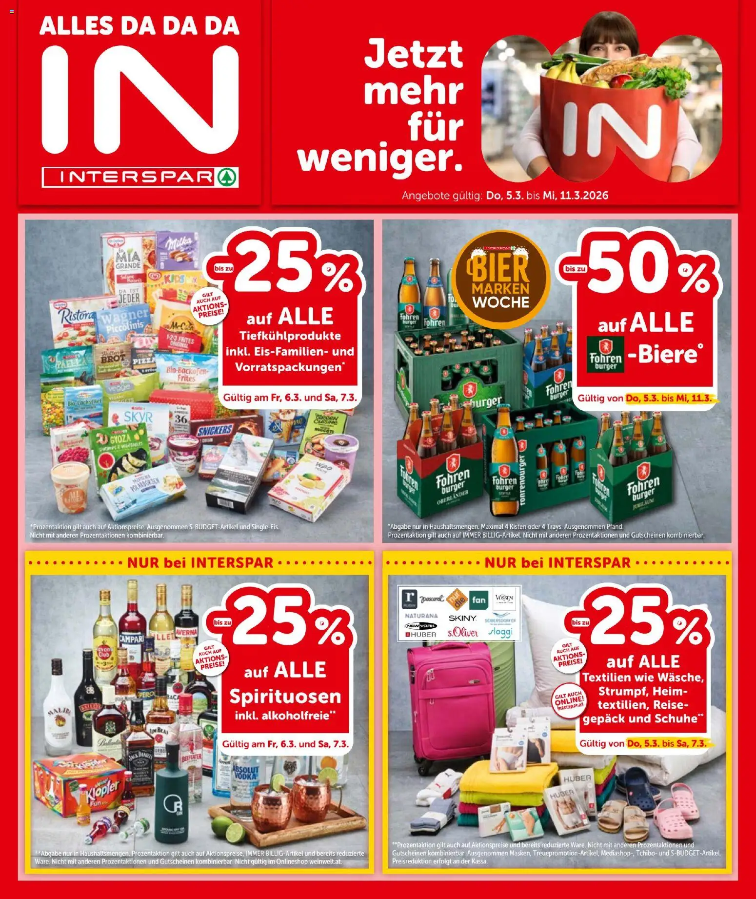 Interspar - Flugblatt gültig ab 05.03.2026 | Seite: 1 | Produkte: Nauriit, Brot, Pizza, Bier