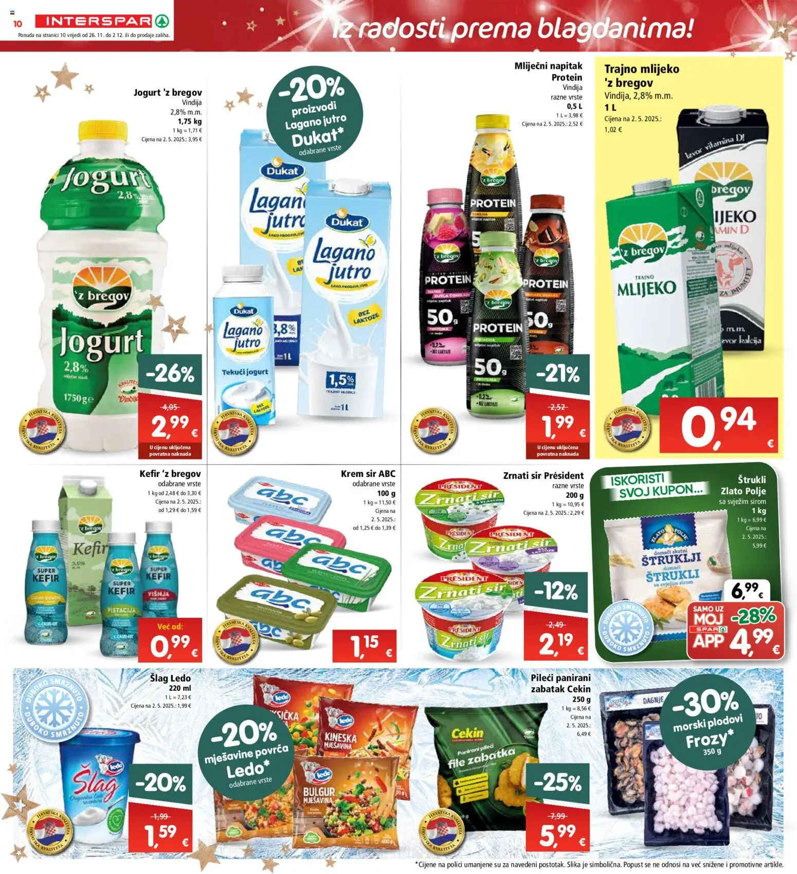 Interspar katalog | vrijedi od 26.11.2025 | Stranica: 12 | Proizvodi: Mlijeko, Jogurt, Trajno mlijeko, Kefir