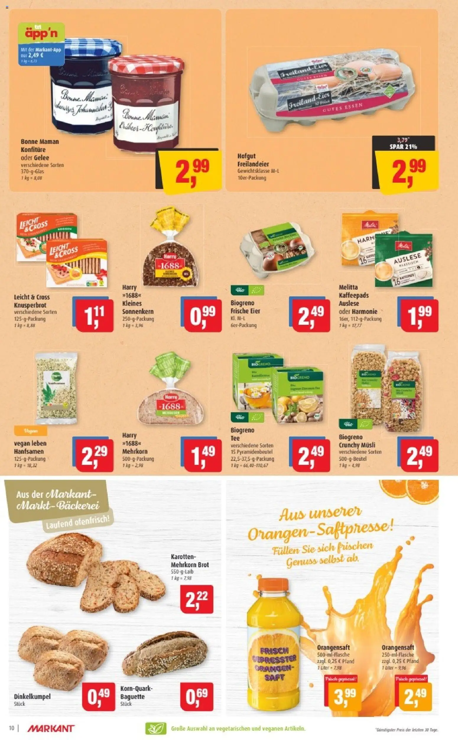 Markant Prospekt 	 – gültig ab 05.01.2026 | Seite: 10 | Produkte: Musli, Melitta, Bäckerei, Eier