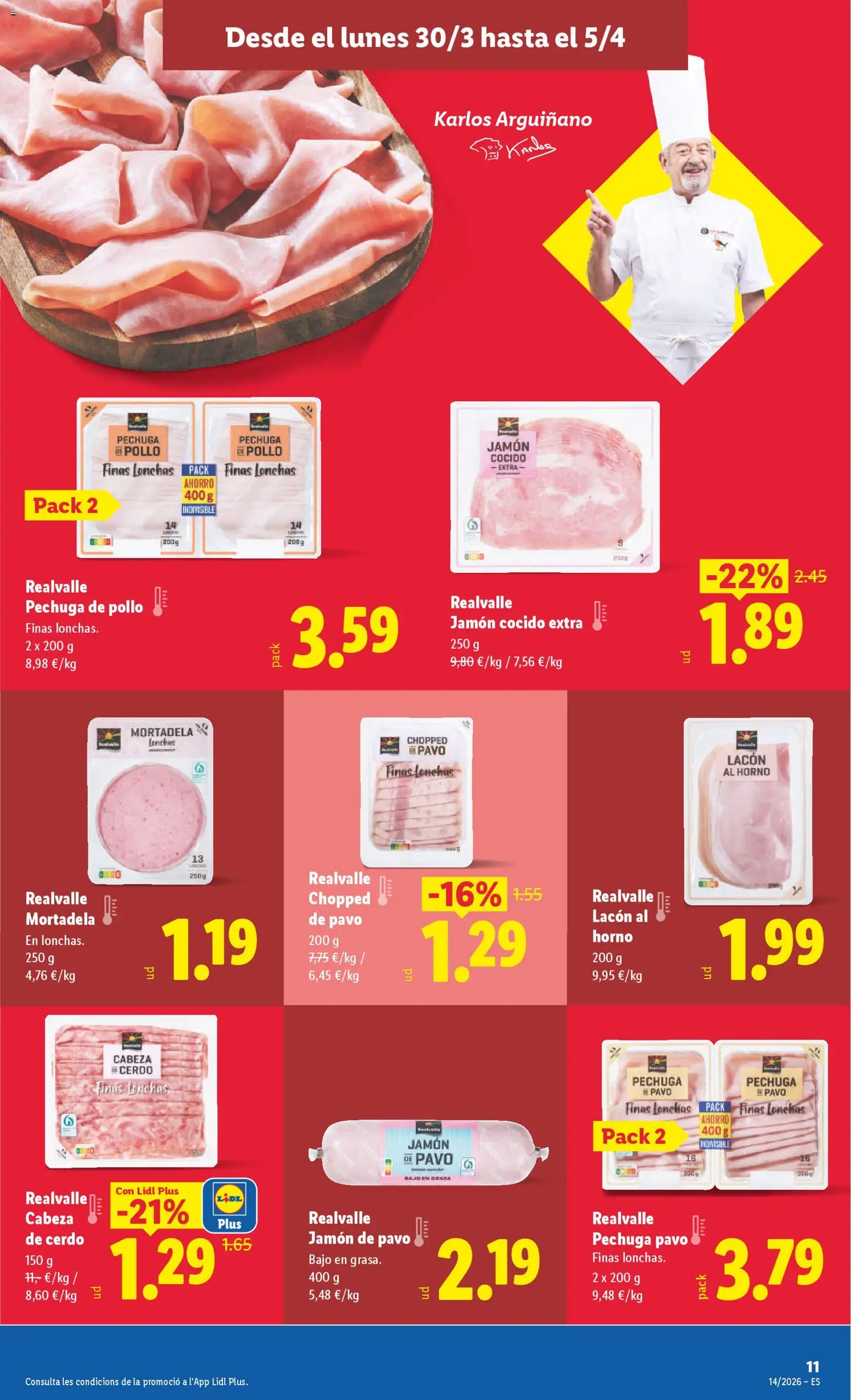 Lidl folleto │ válido desde el 30.03.2026 | Página: 13 | Productos: Jamón cocido, Cerdo, Té, Mortadela
