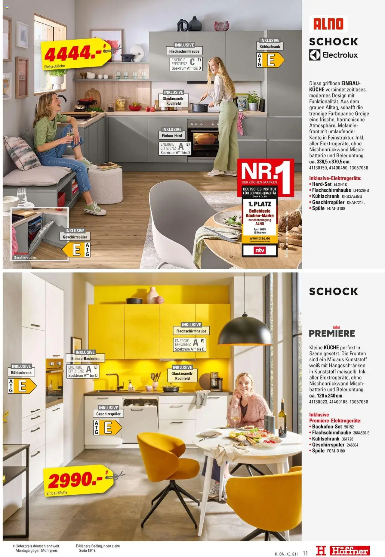 Höffner - Küchen Power – gültig ab 01.08.2025 | Seite: 11 | Produkte: Geschirrspüler, Einbauküche, Batterie, Kühlschrank