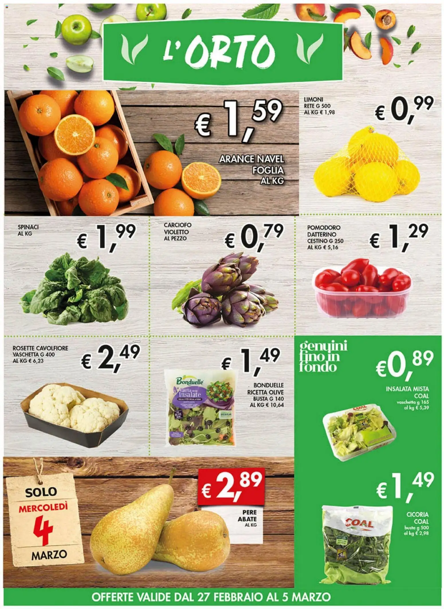 Volantino Coal del 27.02.2026 | Pagina: 2 | Prodotti: Arance, Pomodoro, Cavolfiore, Cestino