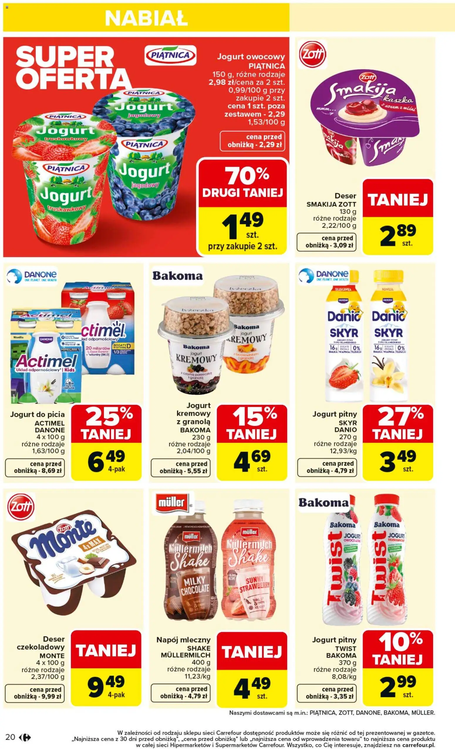 Carrefour Gazetka od 02.02.2026 | Strona: 22 | Produkty: Jogurt pitny, Jogurt owocowy, Owoce, Skyr