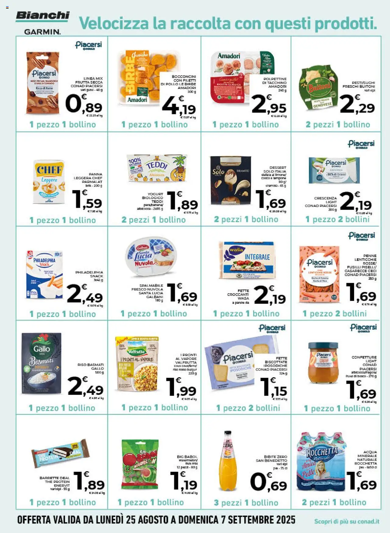 Volantino Conad del 27.08.2025 | Pagina: 14 | Prodotti: Panna, Acqua, Tacchino, Uva