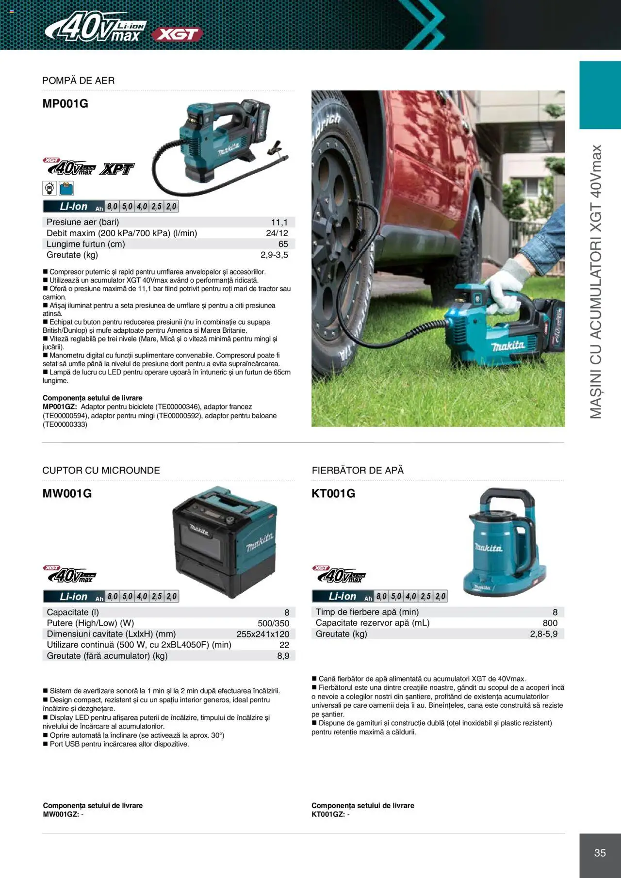 Noul catalog Makita – valabil de la 08.01.2025 | Pagină: 35 | Produse: Cuptor, Cuptor Cu Microunde, Lampă, Apă