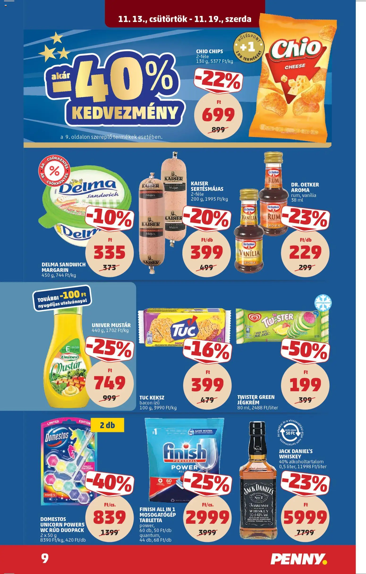 PENNY akciós ujság - amely érvényes a következő dátumtól: 13.11.2025 | Oldal: 11 | Termékek: Bacon, Jégkrém, Mustár, Keksz