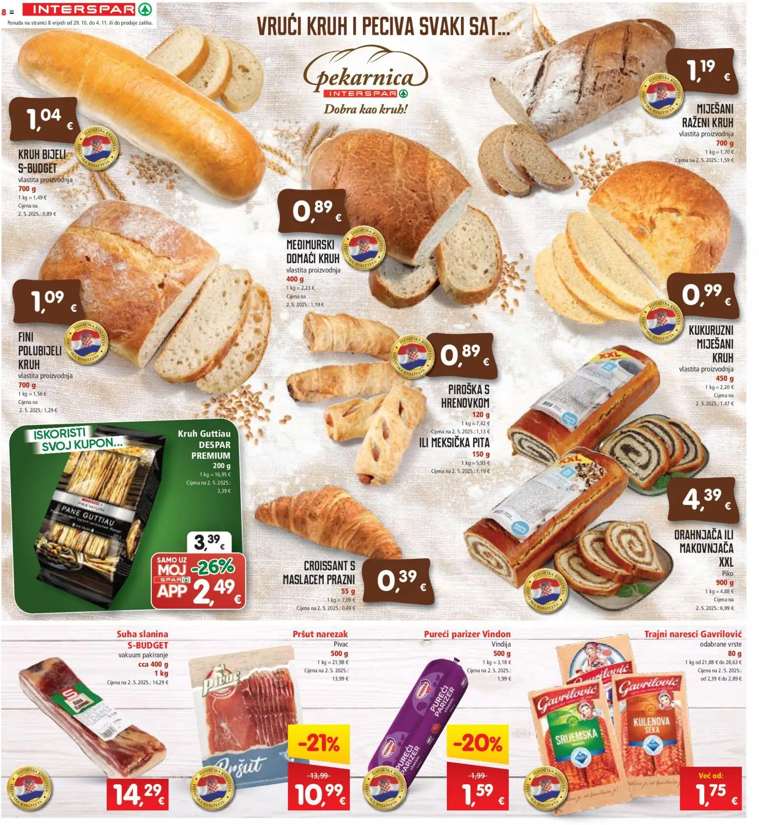 Interspar katalog | vrijedi od 29.10.2025 | Stranica: 8 | Proizvodi: Vindija, Pita, Narezak, Slanina