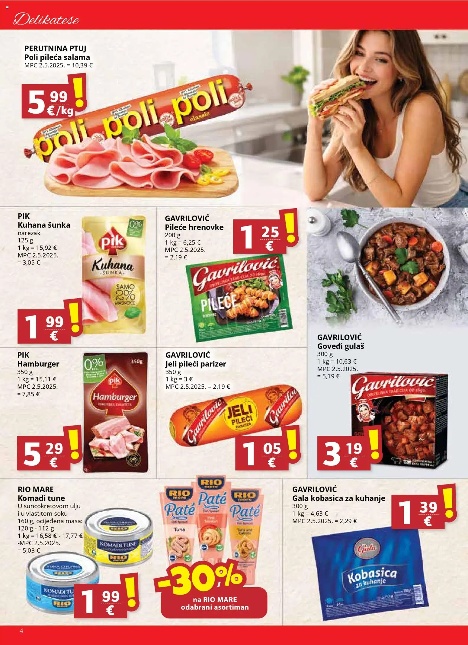 Ultra Gros katalog | vrijedi od 02.01.2026 | Stranica: 4 | Proizvodi: Salama, Narezak, Kobasica, Hamburger