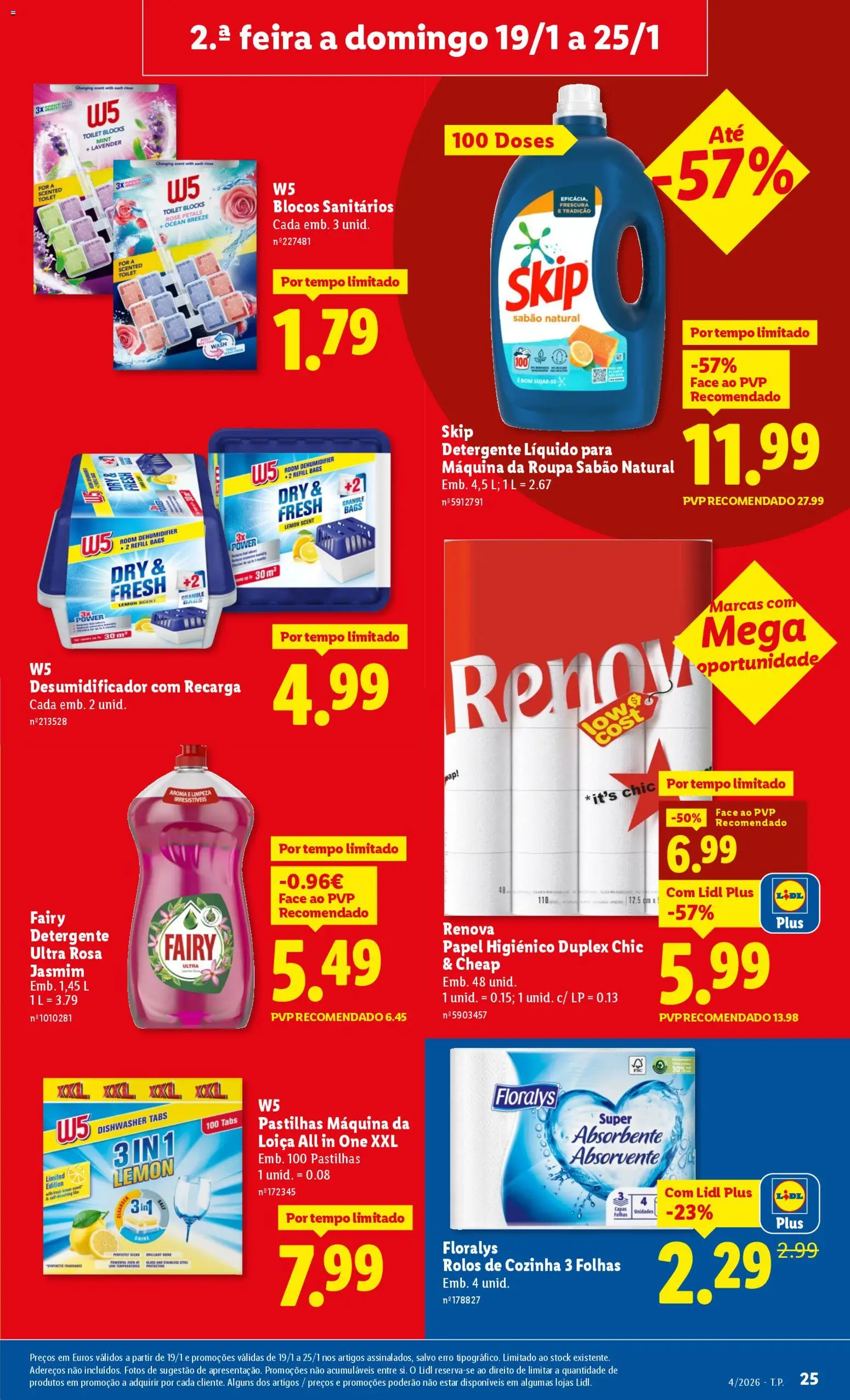 Lidl folheto │ válido de 19.01.2026 | Página: 25 | Produtos: Papel higiénico, Sabão, Detergente, Desumidificador