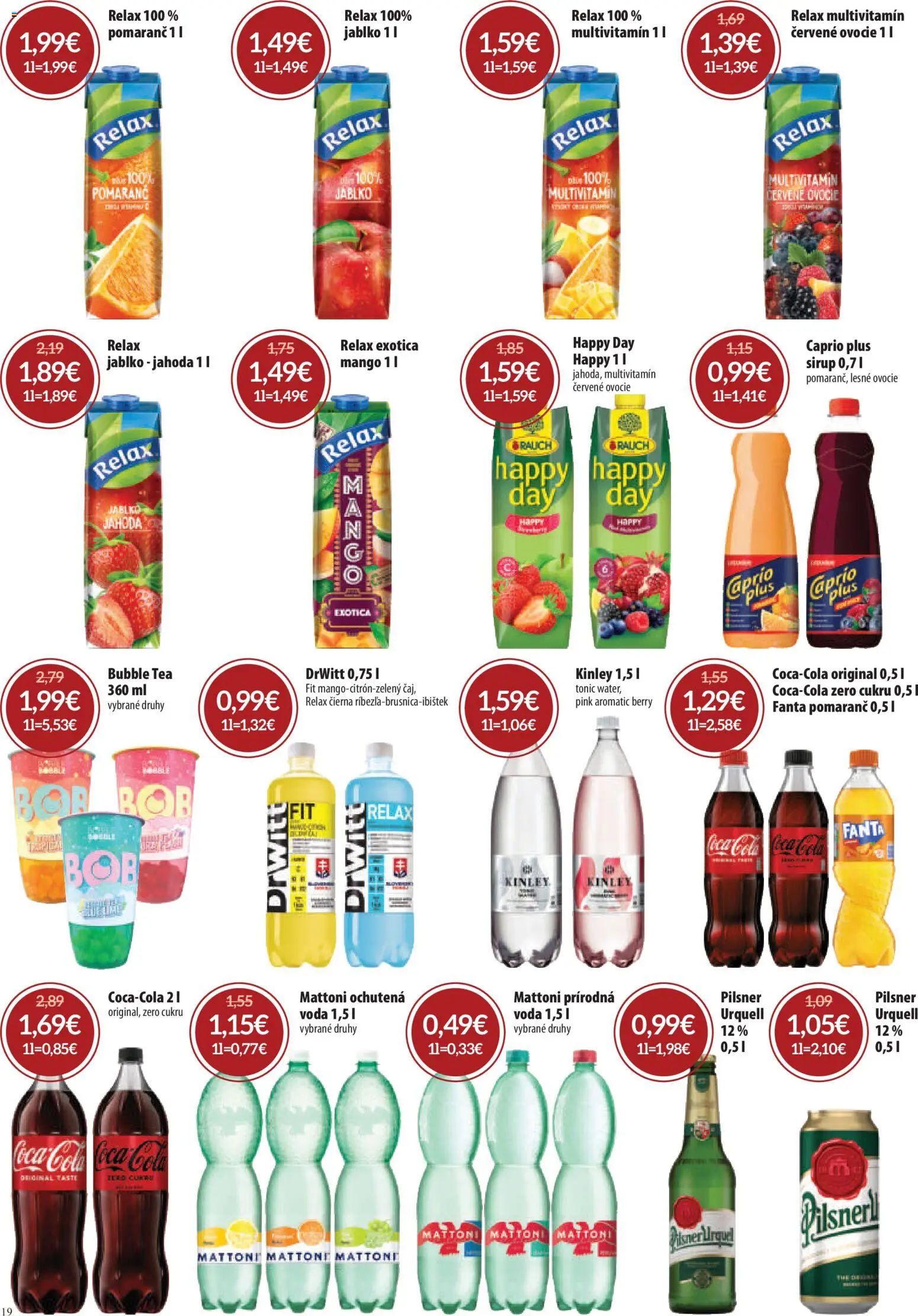 Nové Nitrazdroj akcie – leták je platný od 06.11.2025 | Strana: 19 | Produkty: Čaj, Fanta, Coca cola, Cola