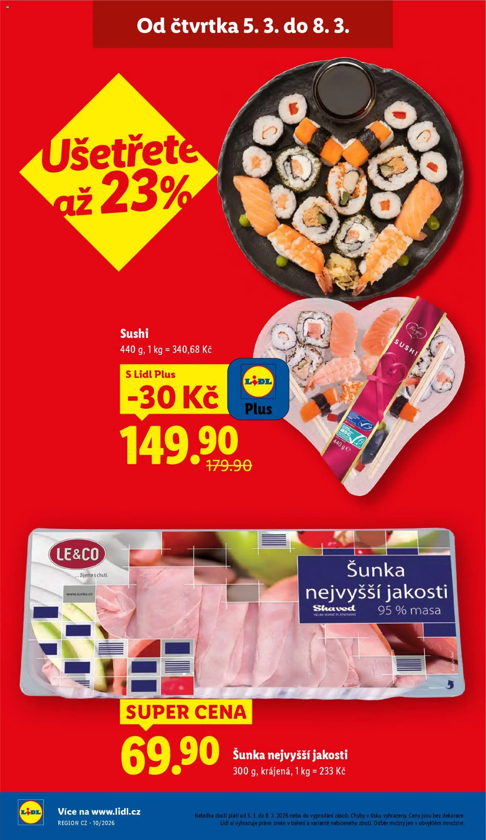 Lidl leták od 05.03.2026 | Strana: 4 | Produkty: Šunka, Sushi