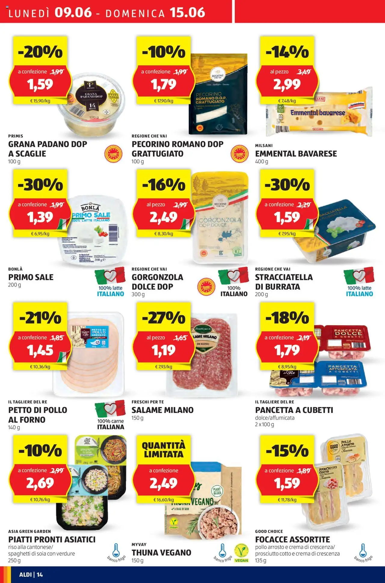 Volantino Aldi del 09.06.2025 | Pagina: 14 | Prodotti: Crema, Riso, Tè, Pancetta