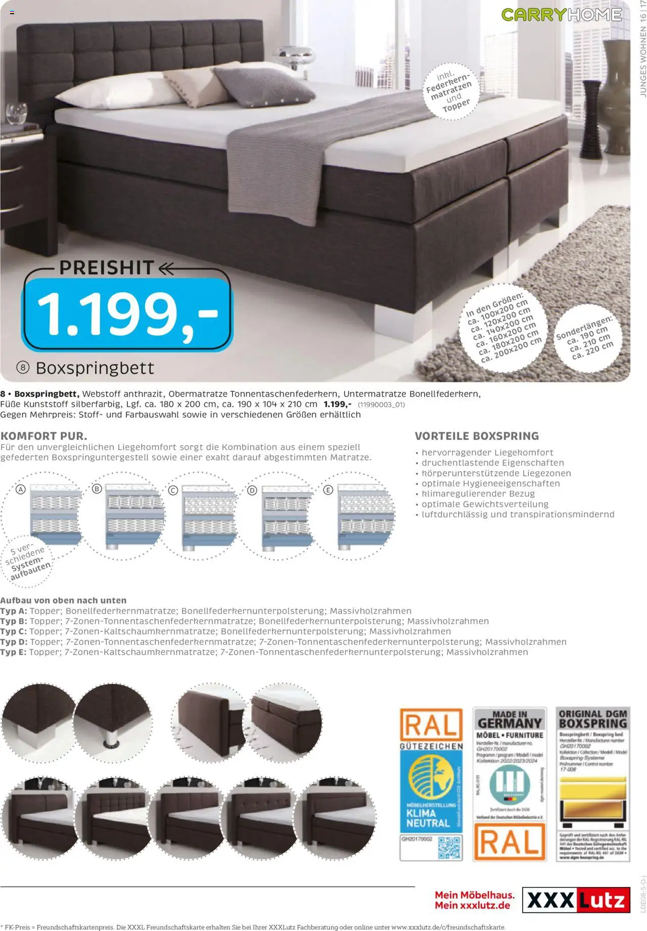 XXXL Lutz Junges Wohnen - gültig ab dem 28.07.2025 | Seite: 17 | Produkte: Boxspringbett, Topper