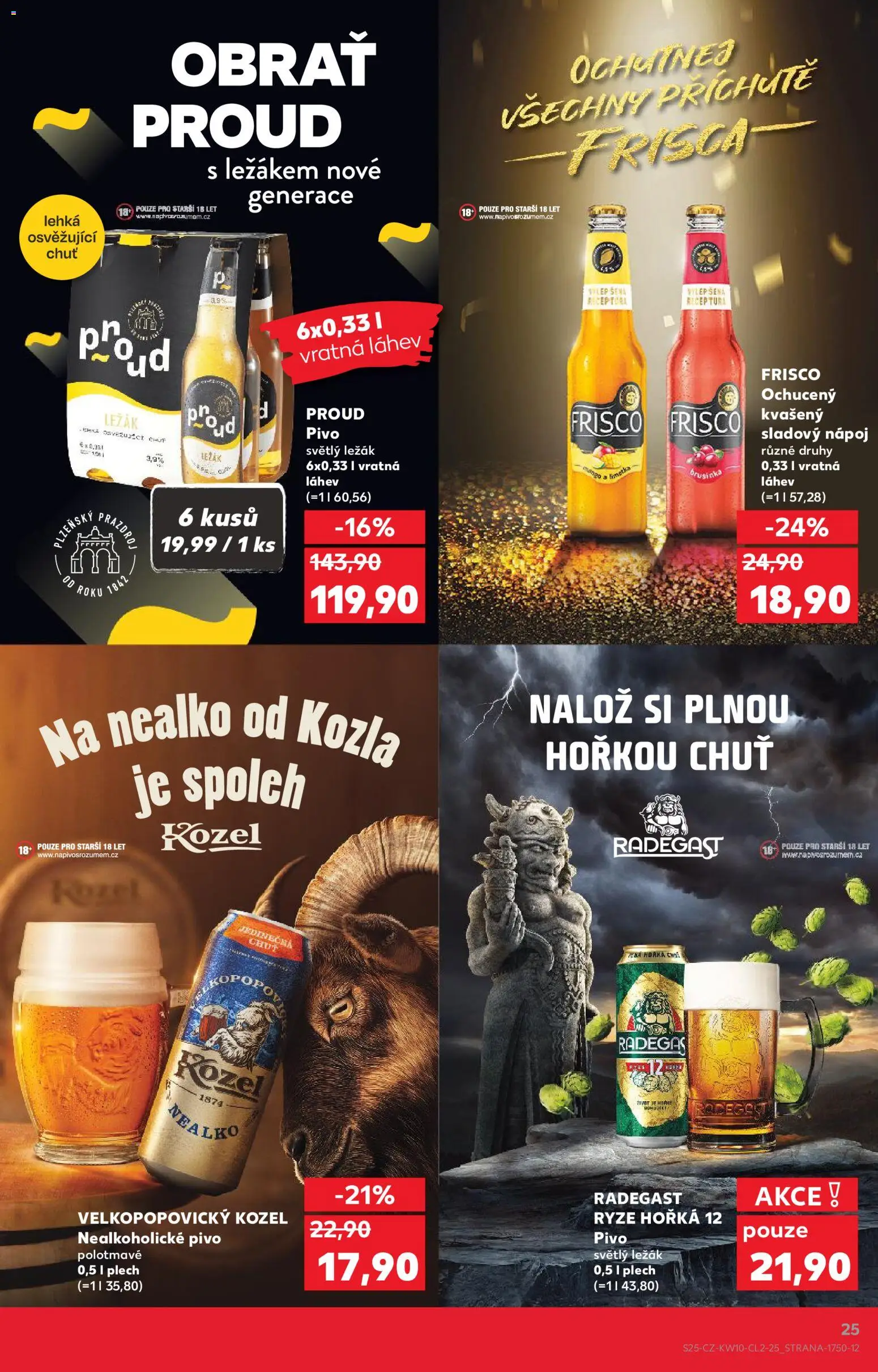 Kaufland leták - Plzeň Bory od 04.03.2026 | Strana: 25 | Produkty: Radegast Ryze Hořká 12, Rýže, Kozel, Nealkoholické pivo