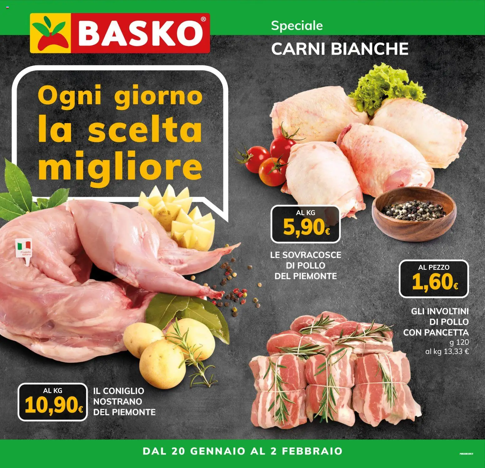 Volantino Basko del 20.01.2026 | Pagina: 1 | Prodotti: Pollo, Pancetta