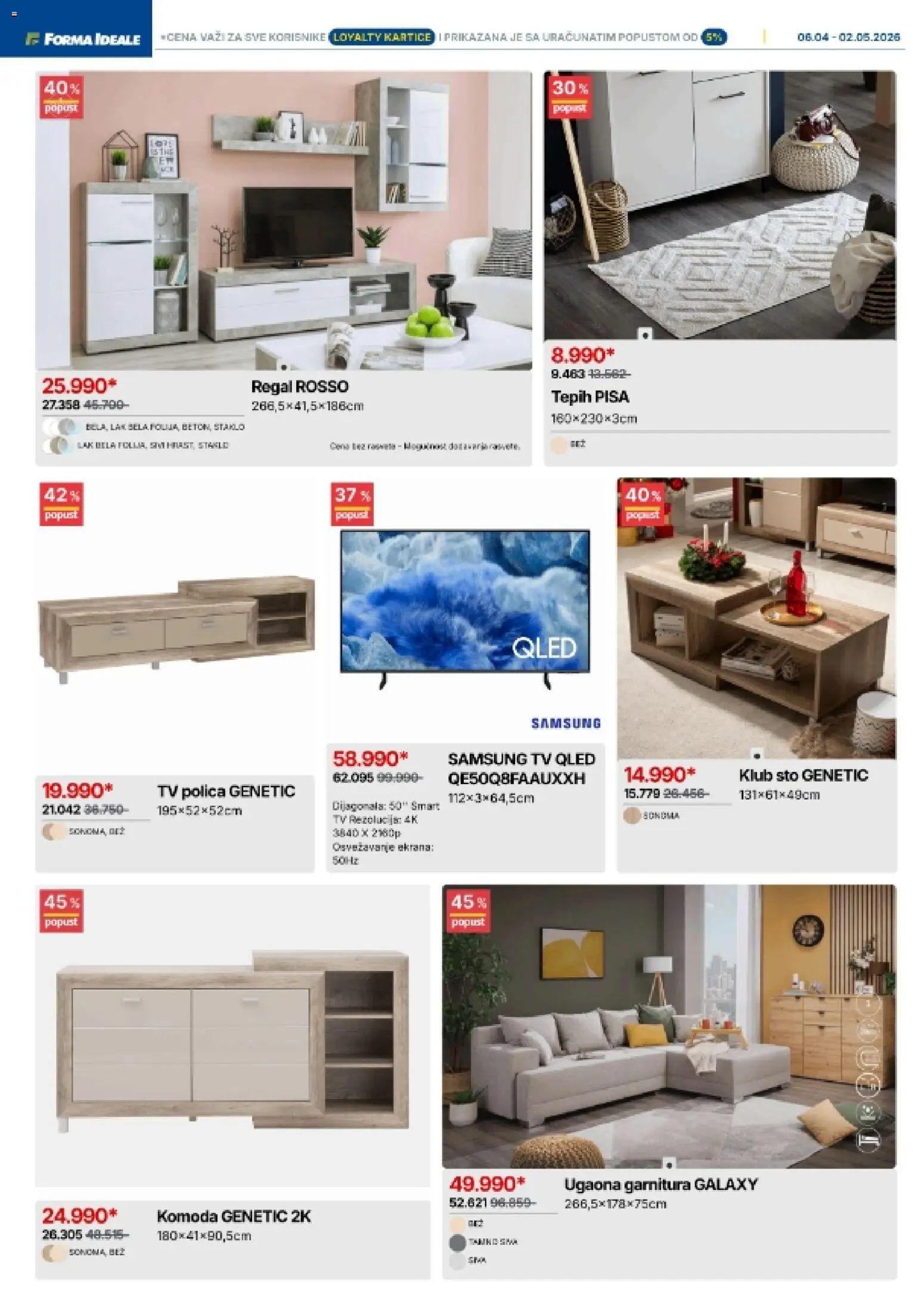 Forma Ideale katalog - važi od 06.04.2026 | Strana: 4 | Proizvode: Komoda, Polica, Sto, TV polica
