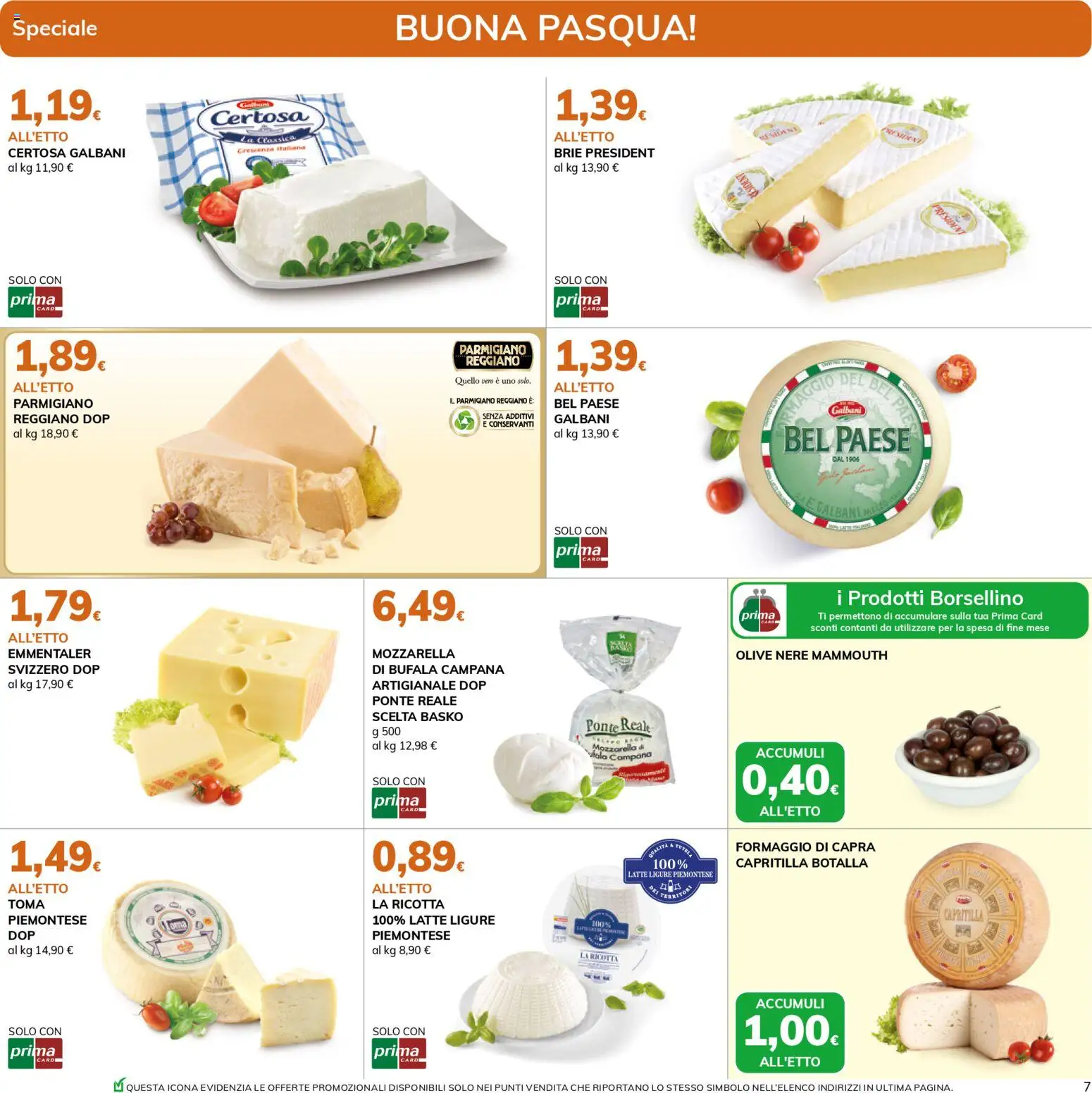 Volantino Basko del 24.03.2026 | Pagina: 7 | Prodotti: Mozzarella, Formaggio, Ricotta, Parmigiano reggiano