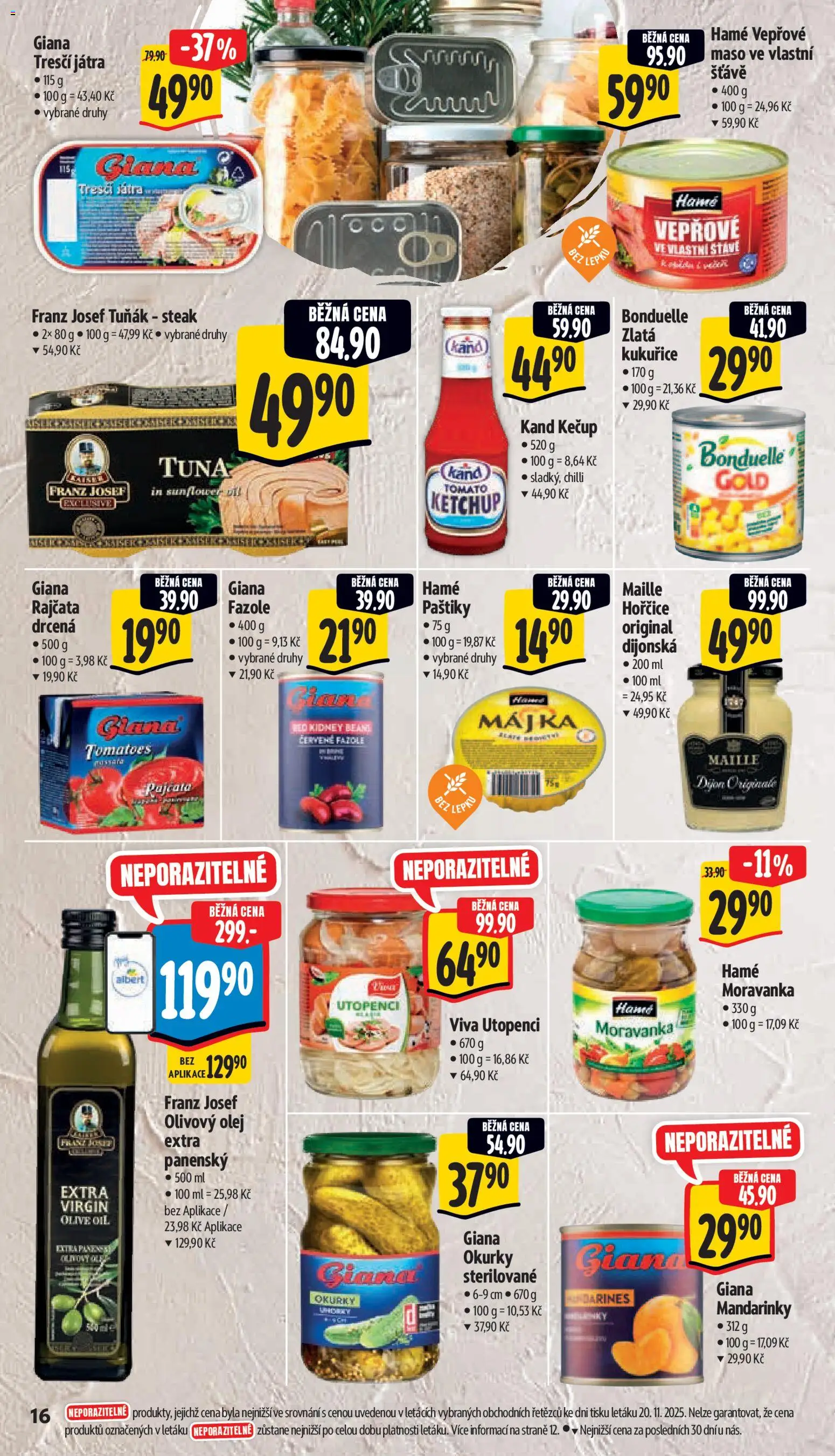 Albert leták - Supermarket od 26.11.2025 | Strana: 24 | Produkty: Tuňák, Kečup, Mandarinky, Fazole