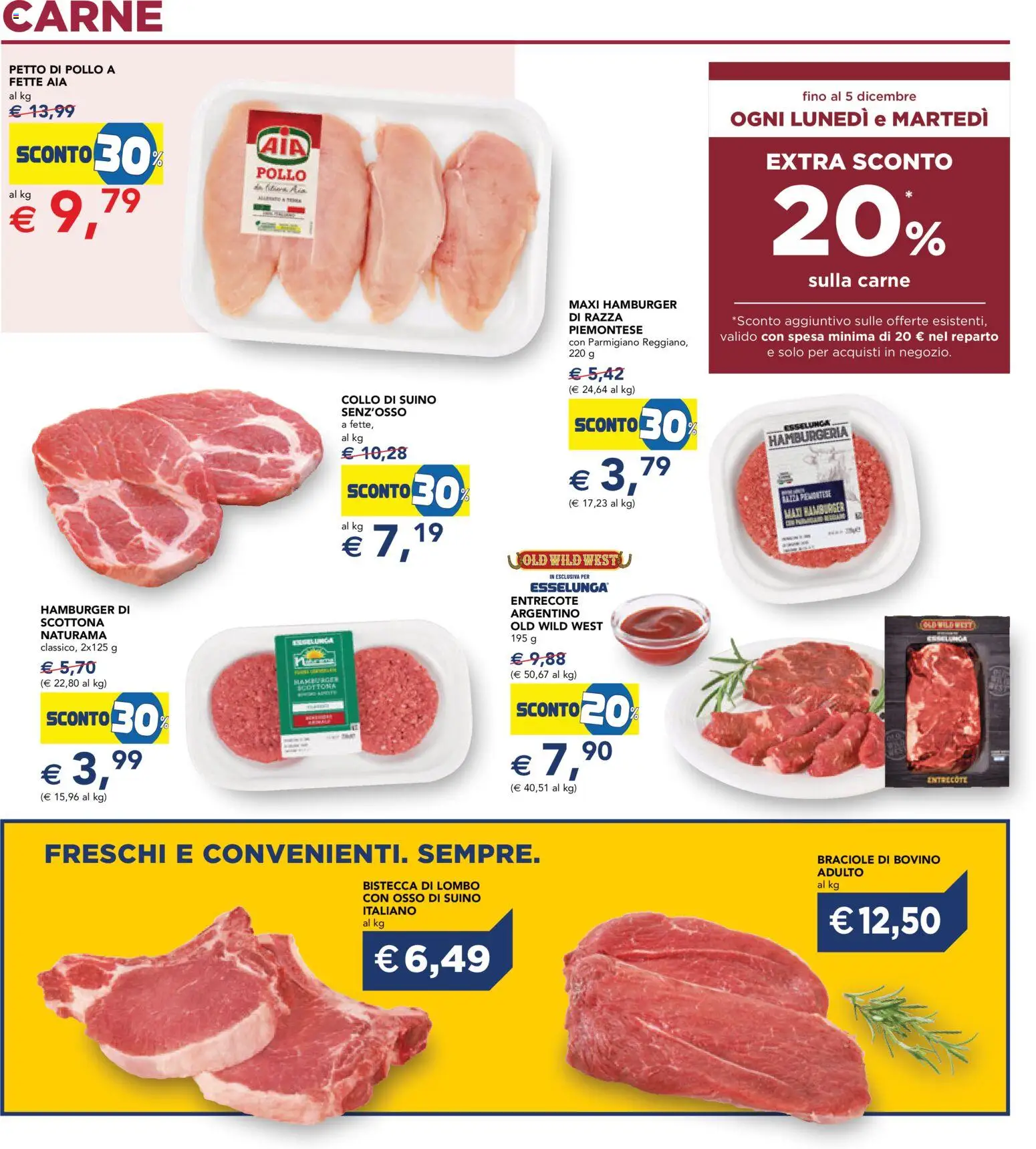 Volantino Esselunga S del 07.11.2025 | Pagina: 17 | Prodotti: Bovino, Pollo, Suino, Parmigiano