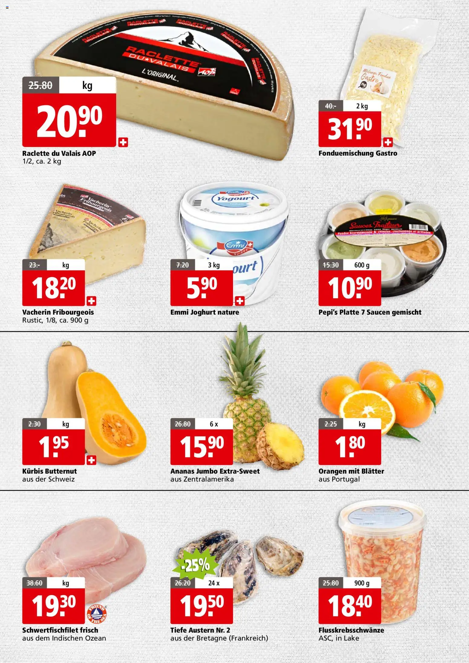 Aligro Aktionen Business Chavannes, Matran, Genf, Sitten – gültig ab 08.12.2025 | Seite: 2 | Produkte: Orangen, Kürbis, Raclette, Fondue