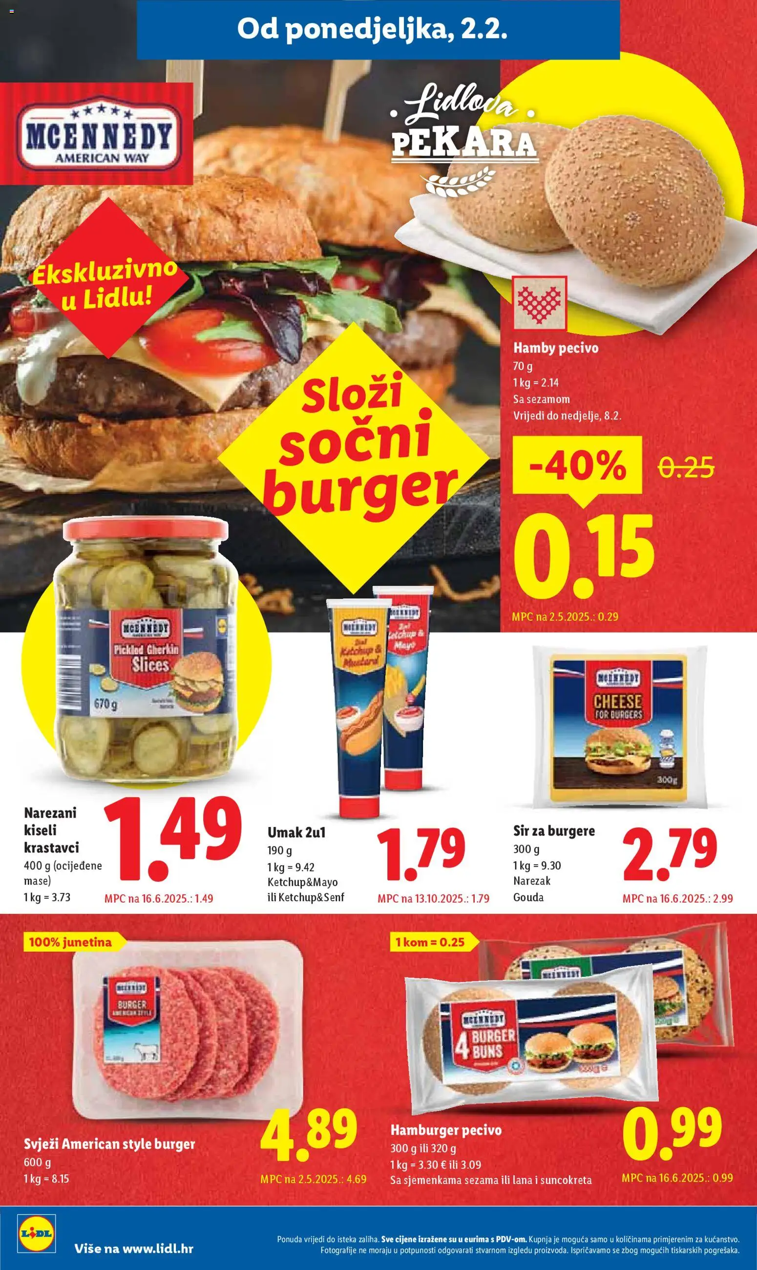 Lidl katalog | vrijedi od 02.02.2026 | Stranica: 10 | Proizvodi: Pekara, Sir, Narezak, Hamburger