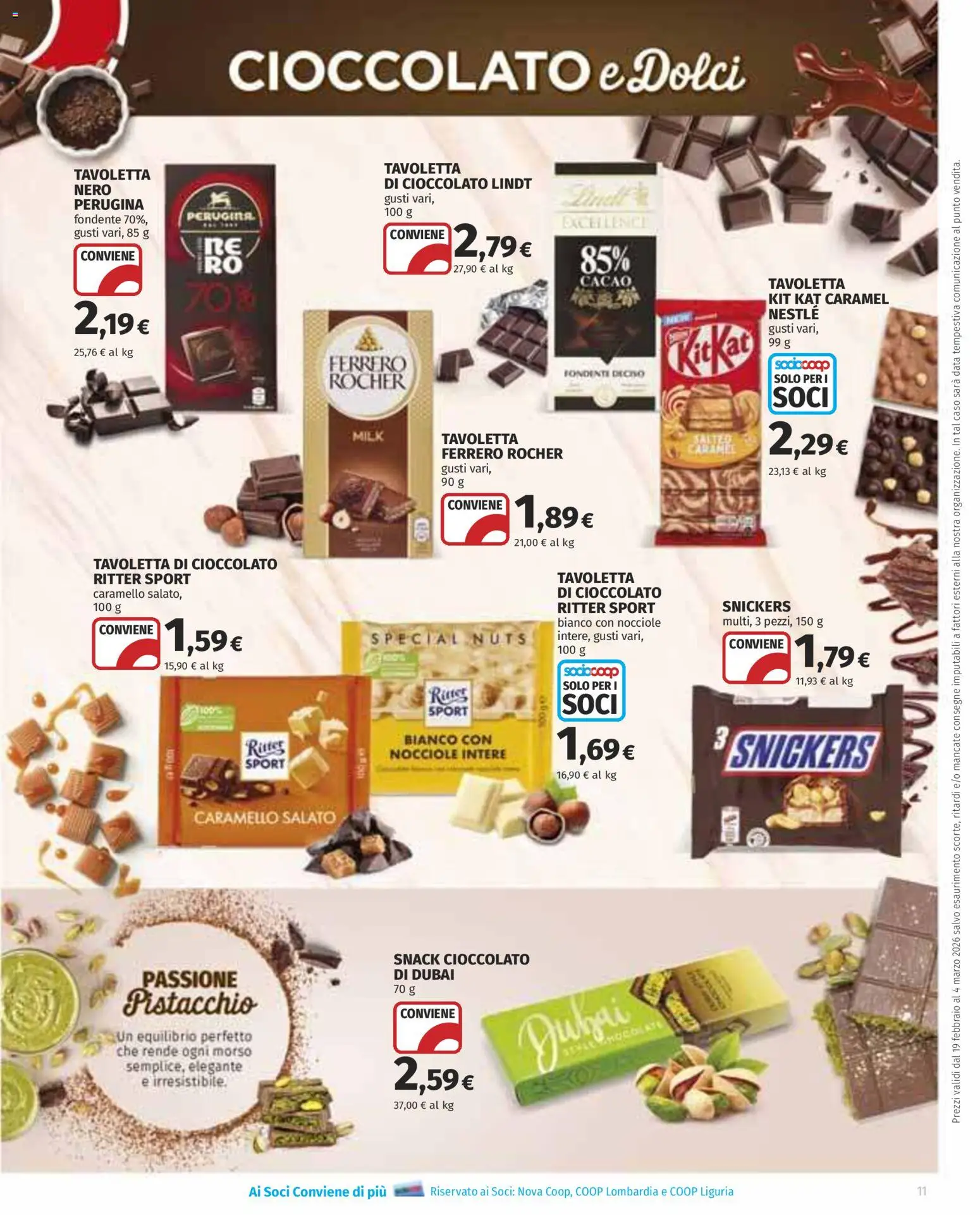 Volantino COOP del 19.02.2026 | Pagina: 11 | Prodotti: Cioccolato, Nocciole, Data, Cacao