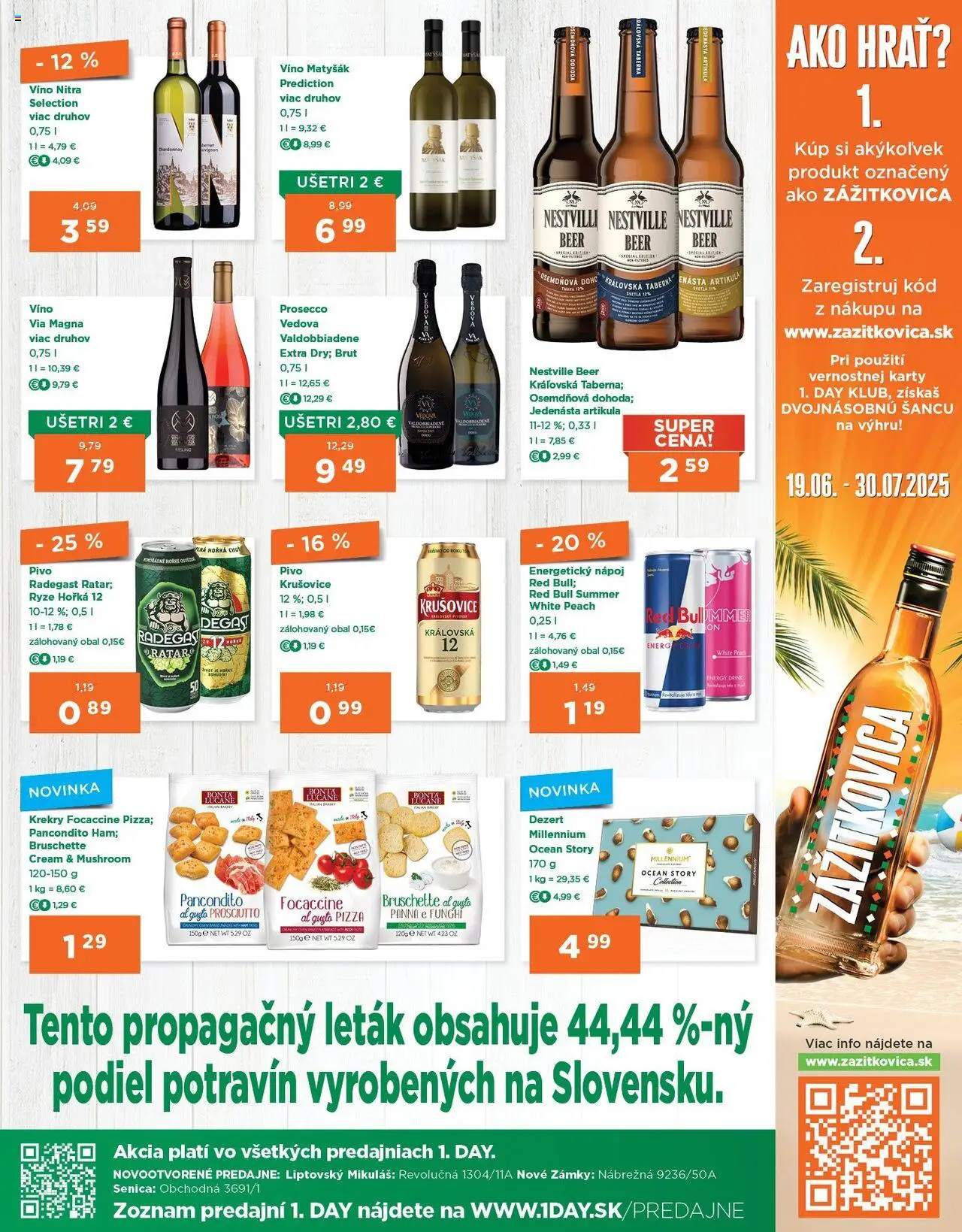 1day leták │ platný od 17.07.2025 | Strana: 3 | Produkty: Pivo, Pizza, Víno, Krušovice