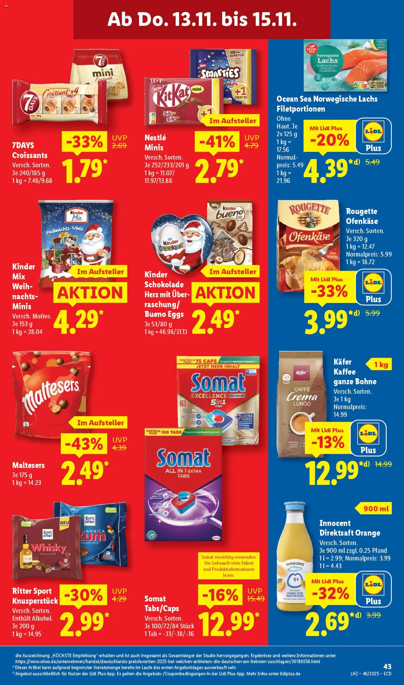 Lidl - Prospekt – gültig ab 10.11.2025 | Seite: 61 | Produkte: Kaffee, Smarties, Croissant, Lachs