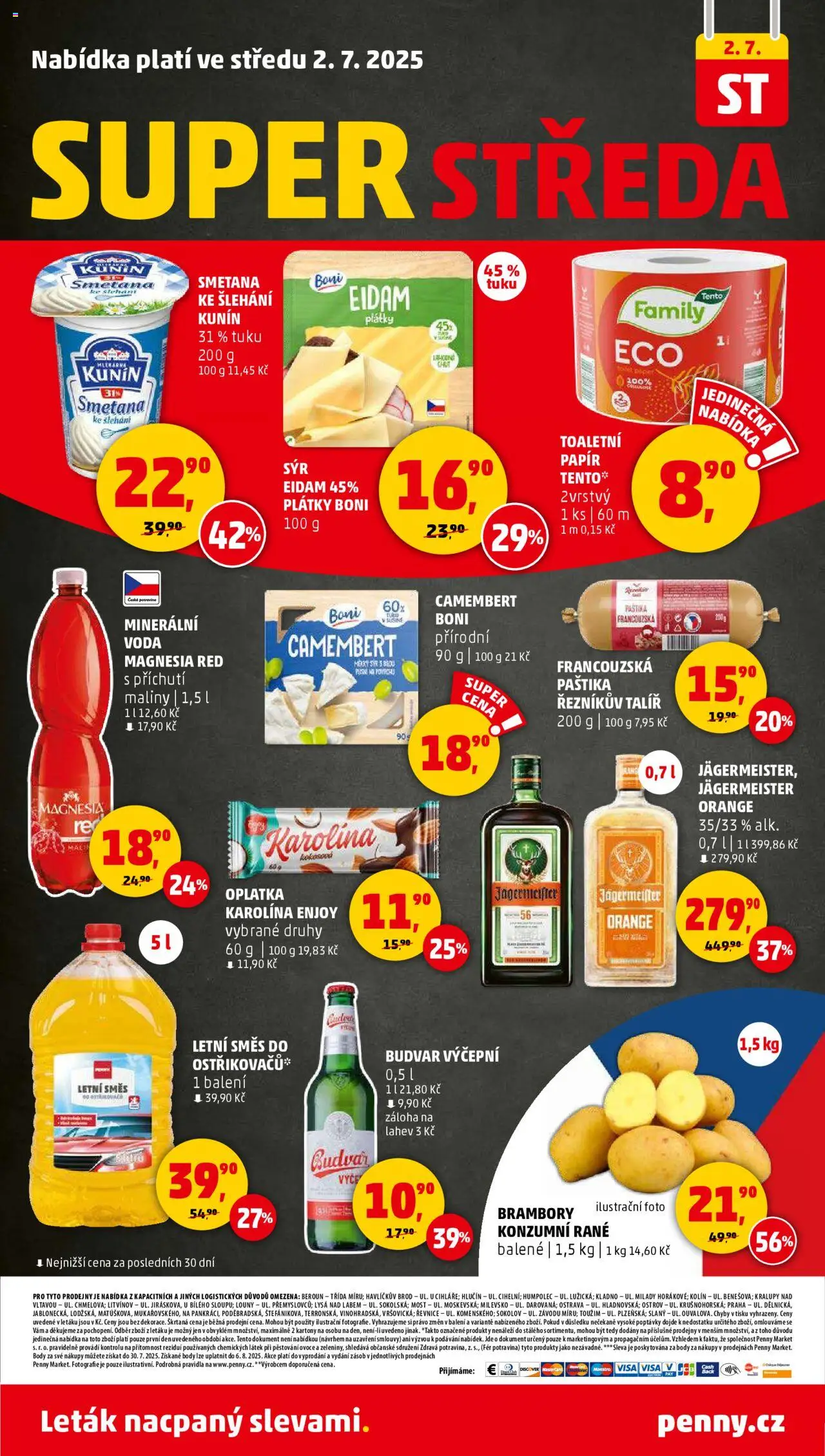 Penny Market leták - Čtvrtečník od 26.06.2025 | Strana: 32 | Produkty: Budvar, Smetana, Magnesia, Brambory