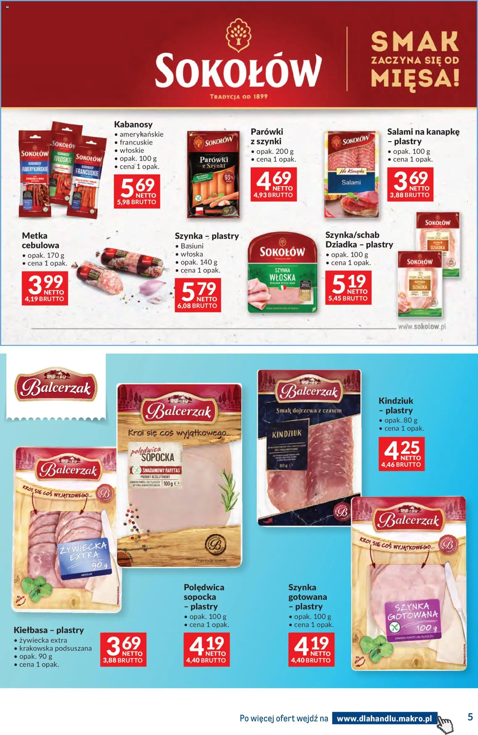Makro Gazetka - Dystrybucja do sklepów od 25.11.2025 | Strona: 5 | Produkty: Kiełbasa, Szynka, Kindziuk, Salami