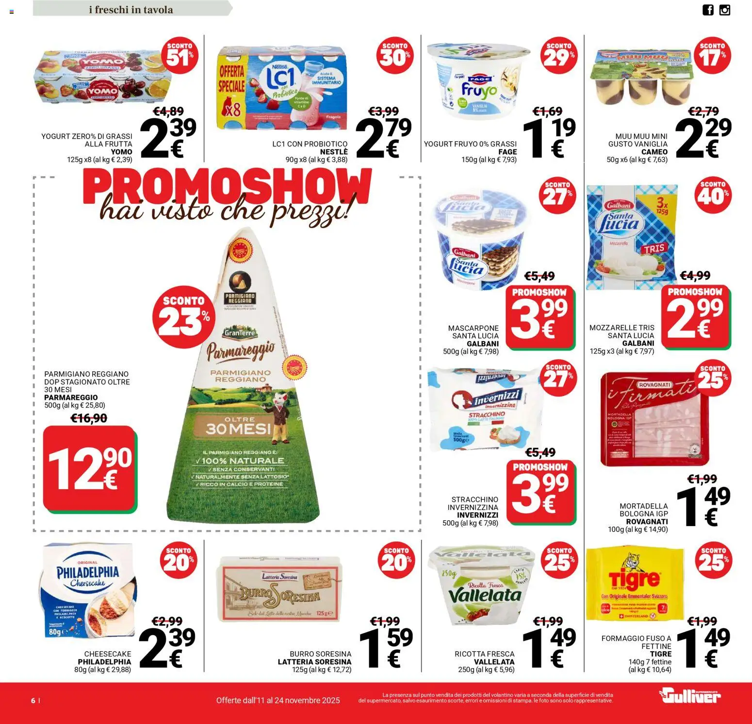 Volantino Gulliver del 11.11.2025 | Pagina: 6 | Prodotti: Top, Mortadella, Mascarpone, Parmigiano reggiano