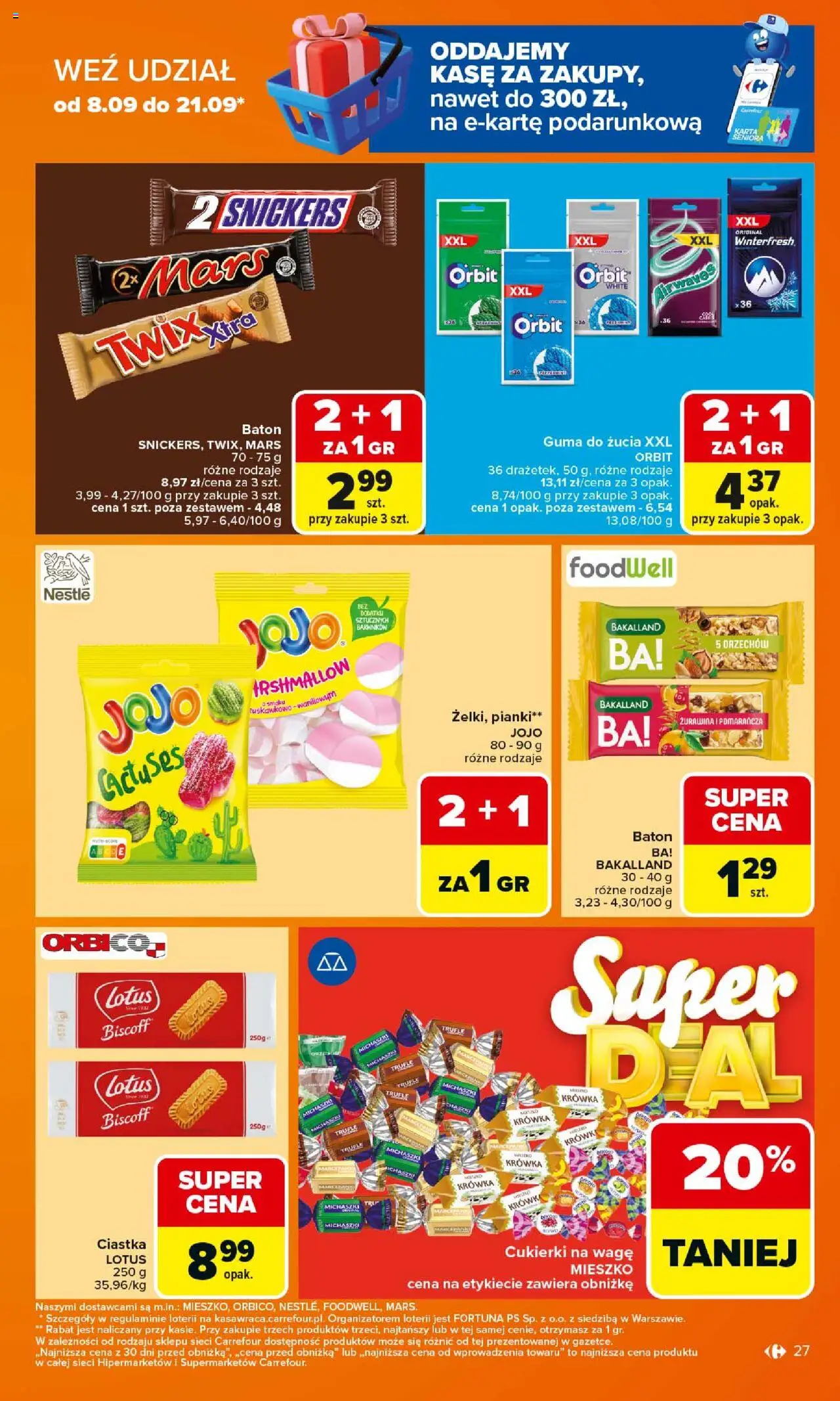 Carrefour Gazetka od 15.09.2025 | Strona: 27 | Produkty: Żurawina, Pianki, Guma do żucia, Ciastka